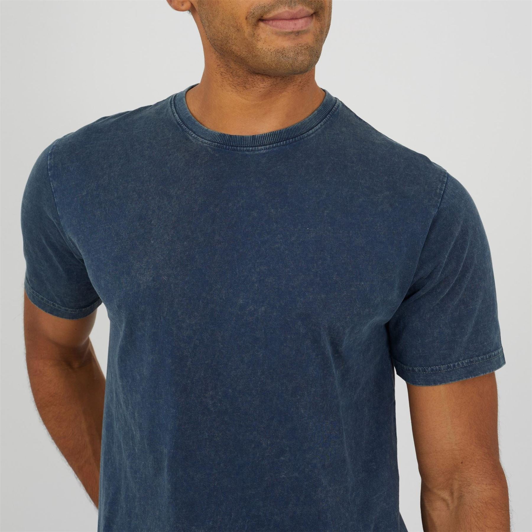 Brave Soul Mens Crew Neck Acid Wash T-Shirt