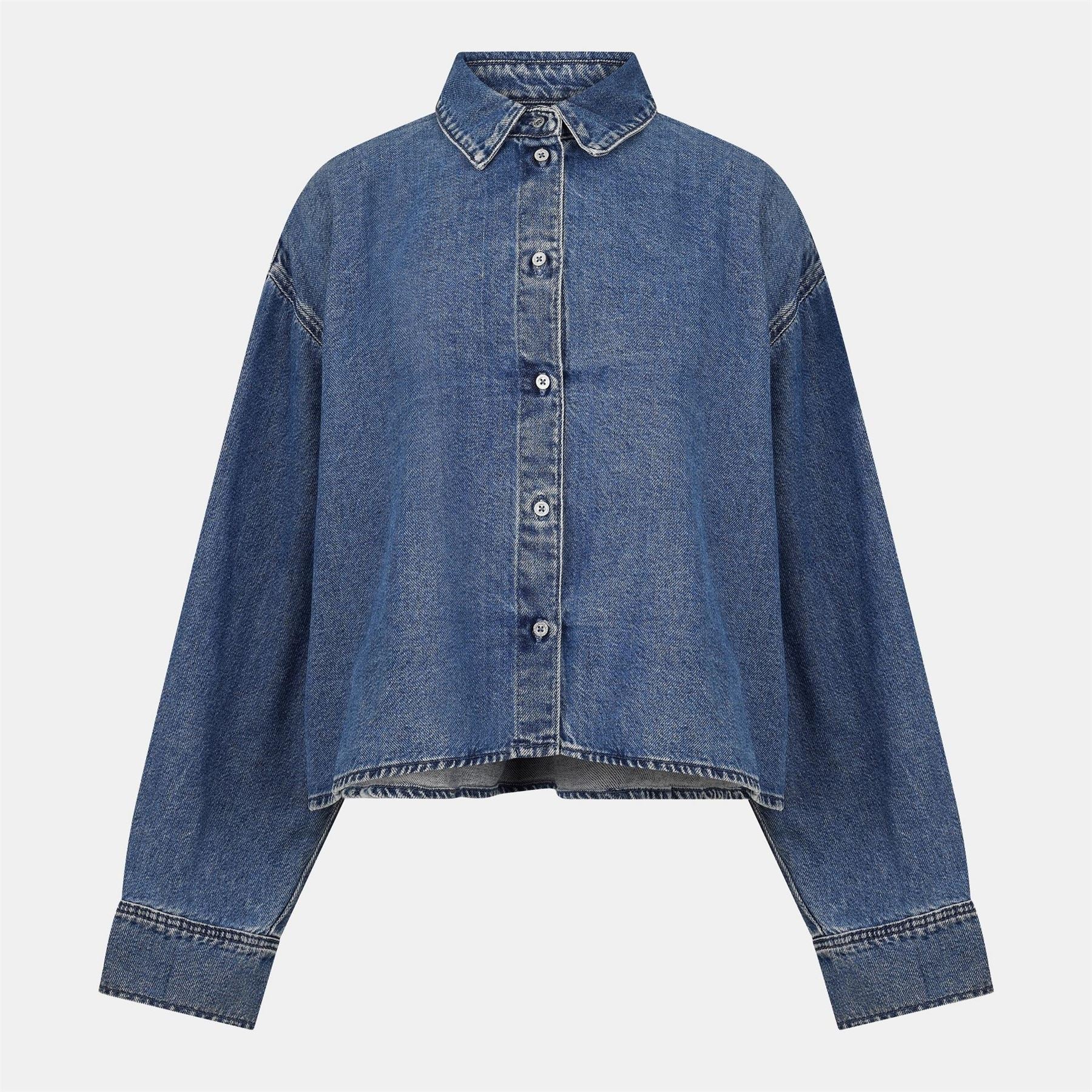 7 For All Mankind Nina Collared Neck Long Sleeve Shirt