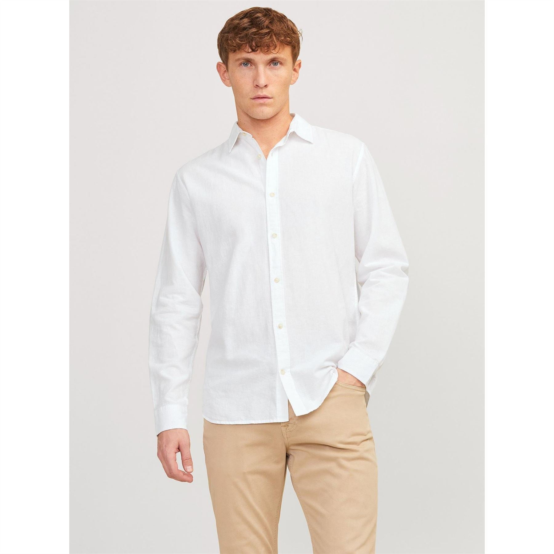 Jack and Jones Regular Fit Linen Long Sleeve Shirt