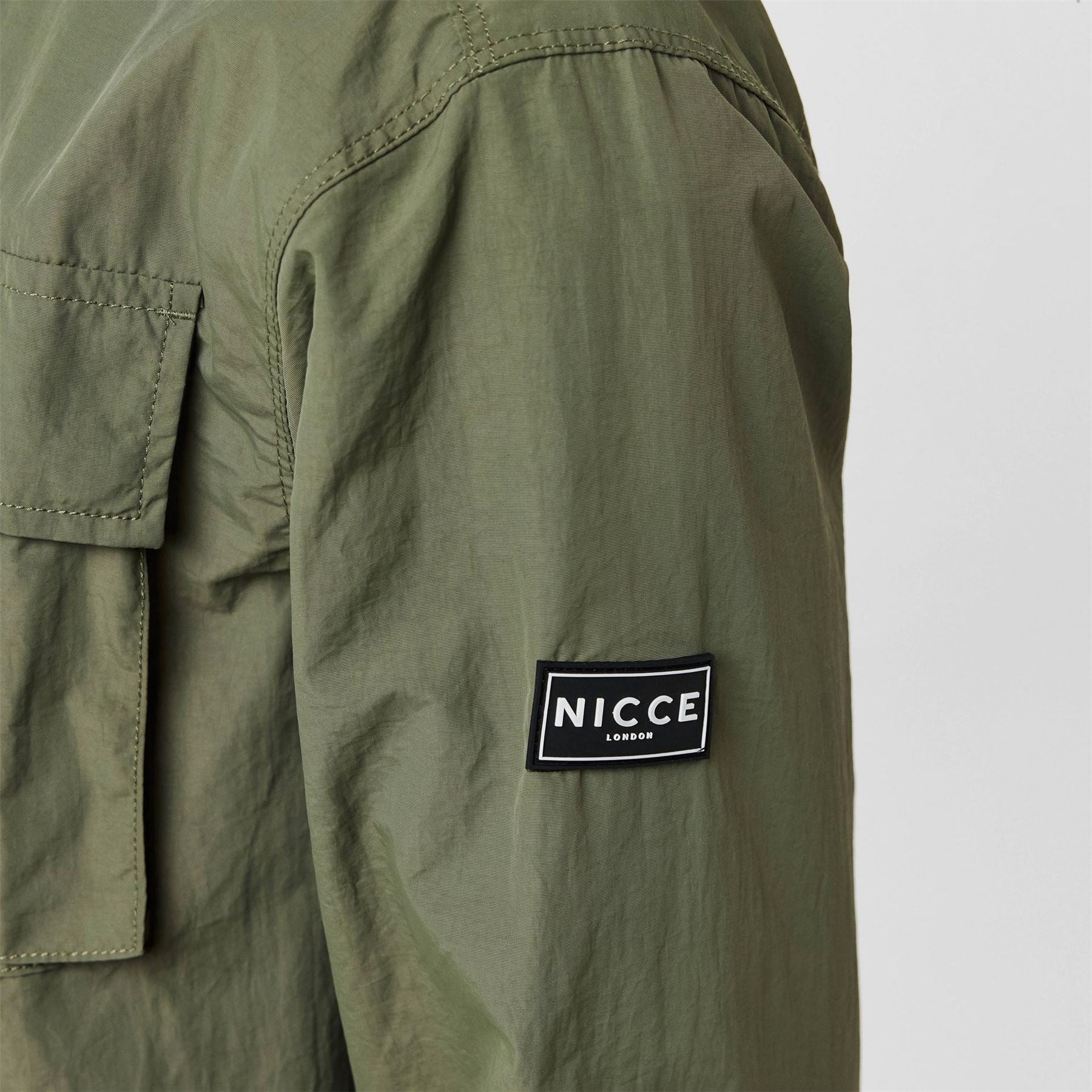 Nicce Hooded Snap Button Solid Patterned Overshirt
