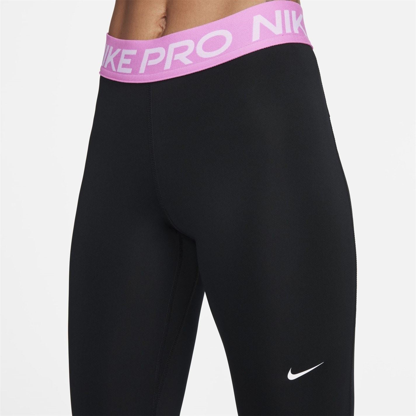 Nike Womens Pro Mid Rise Mesh Panelled Leggings