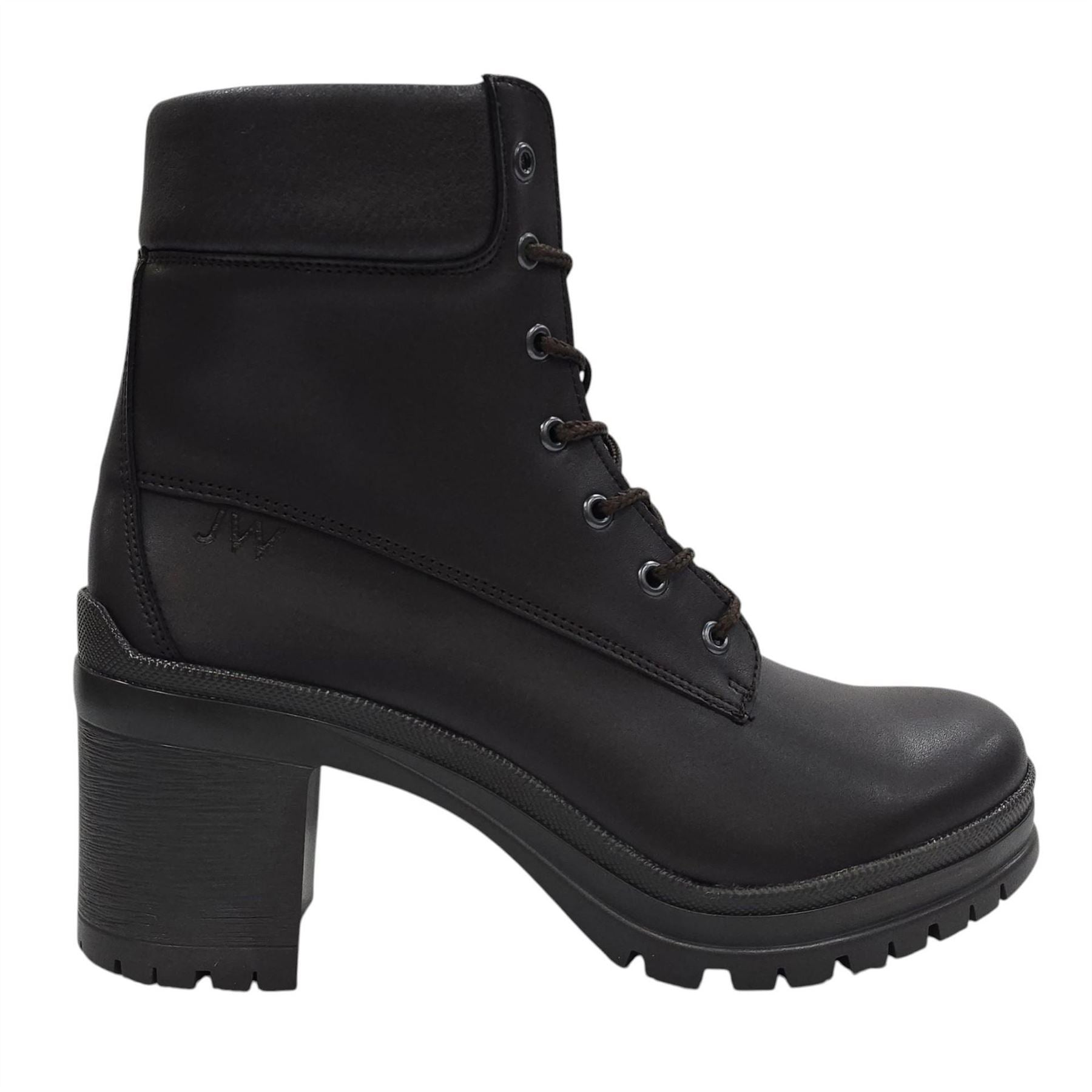 Jack Wills Premium Leather Block Heel Lace Up Ankle Boots