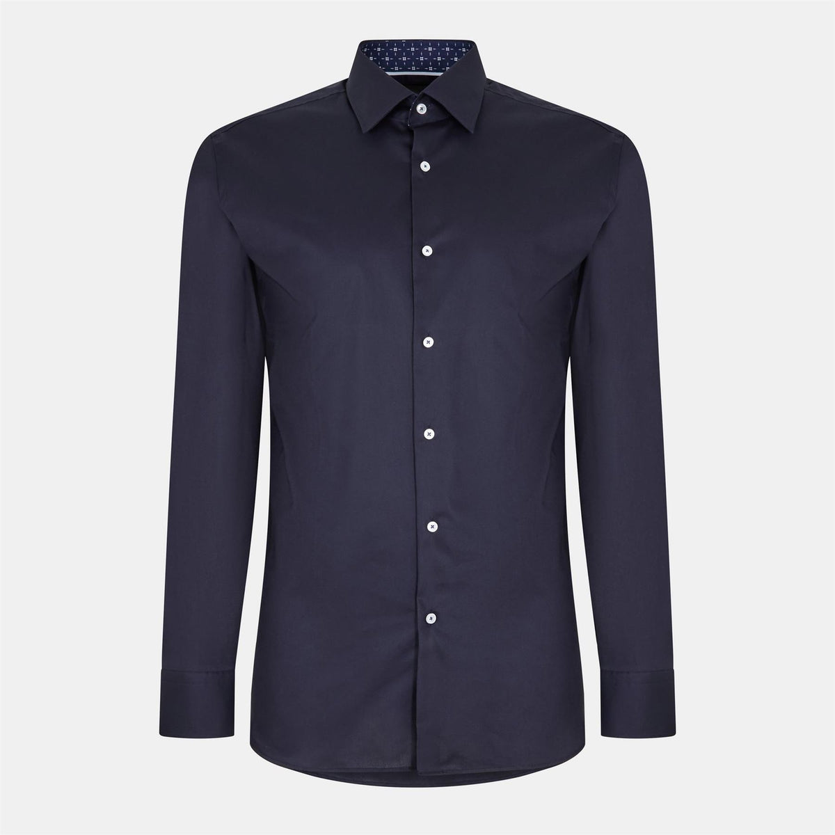 Boss Button Placket Point Collar Long Sleeve Oxford Shirt