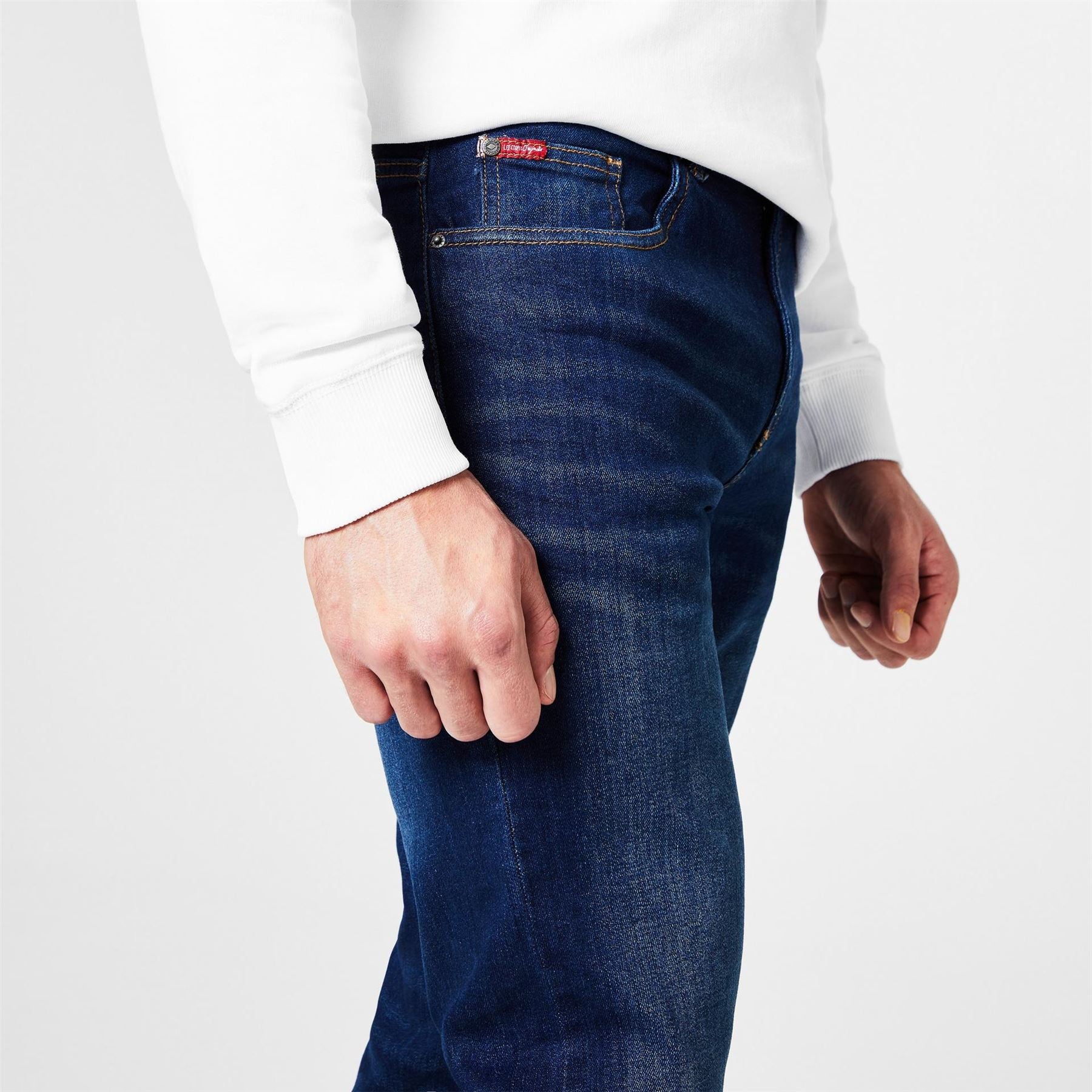 Lee Cooper Mens Belted Jeans