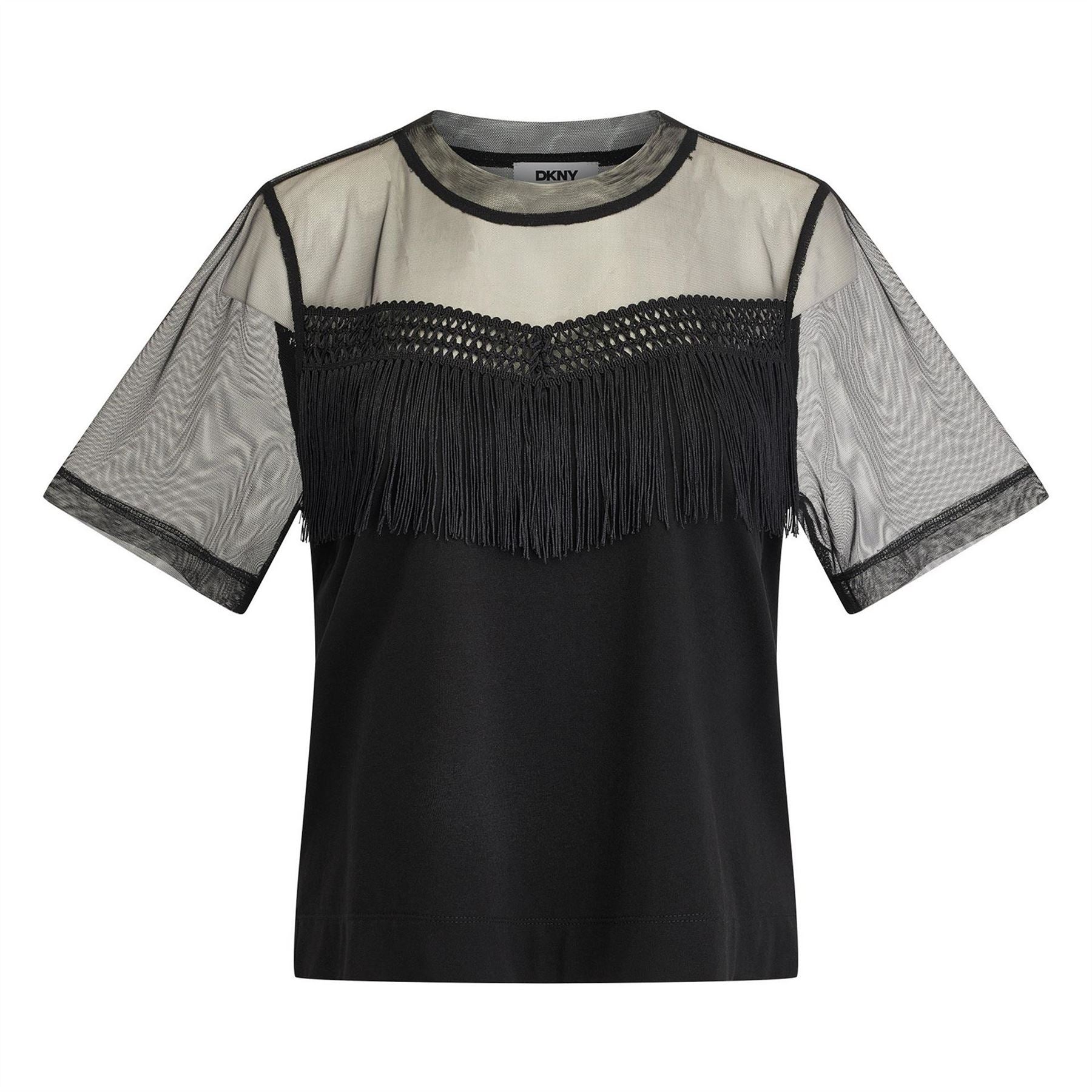 DKNY Fringe Cut Out Top