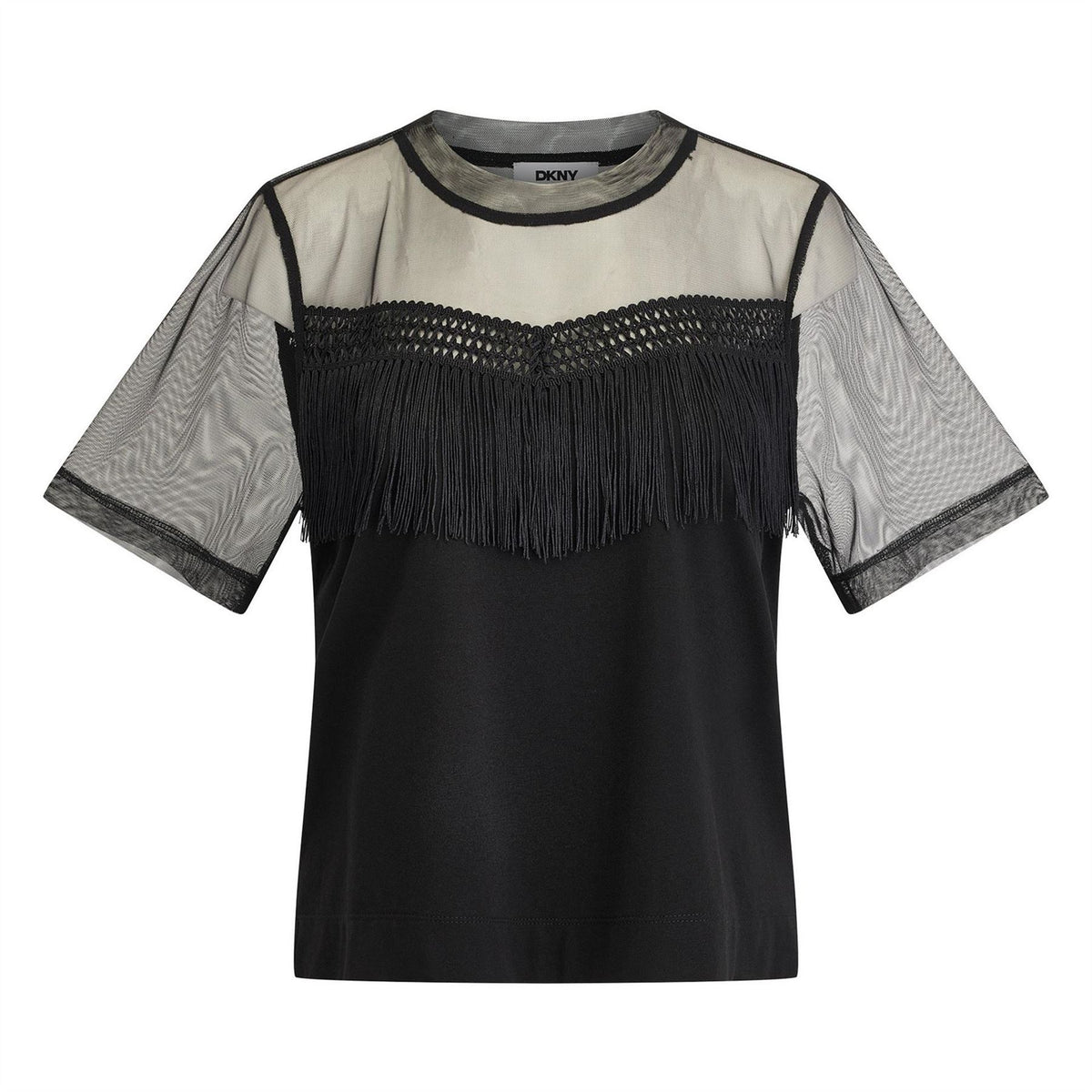 DKNY Fringe Cut Out Top