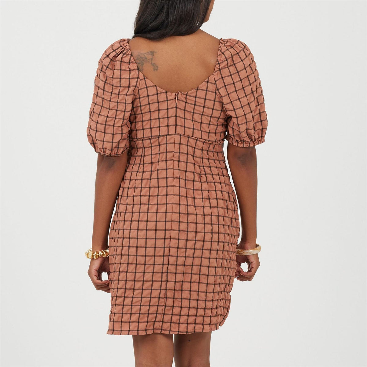 Brave Soul Puff Sleeve Square Neck Mini Dress