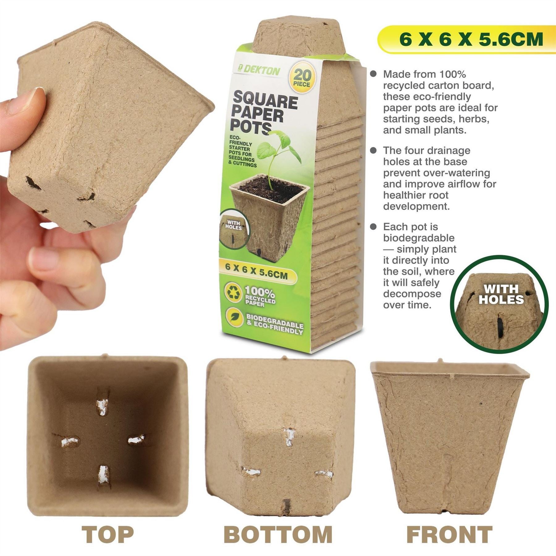 Dekton Square Paper Plant Pots