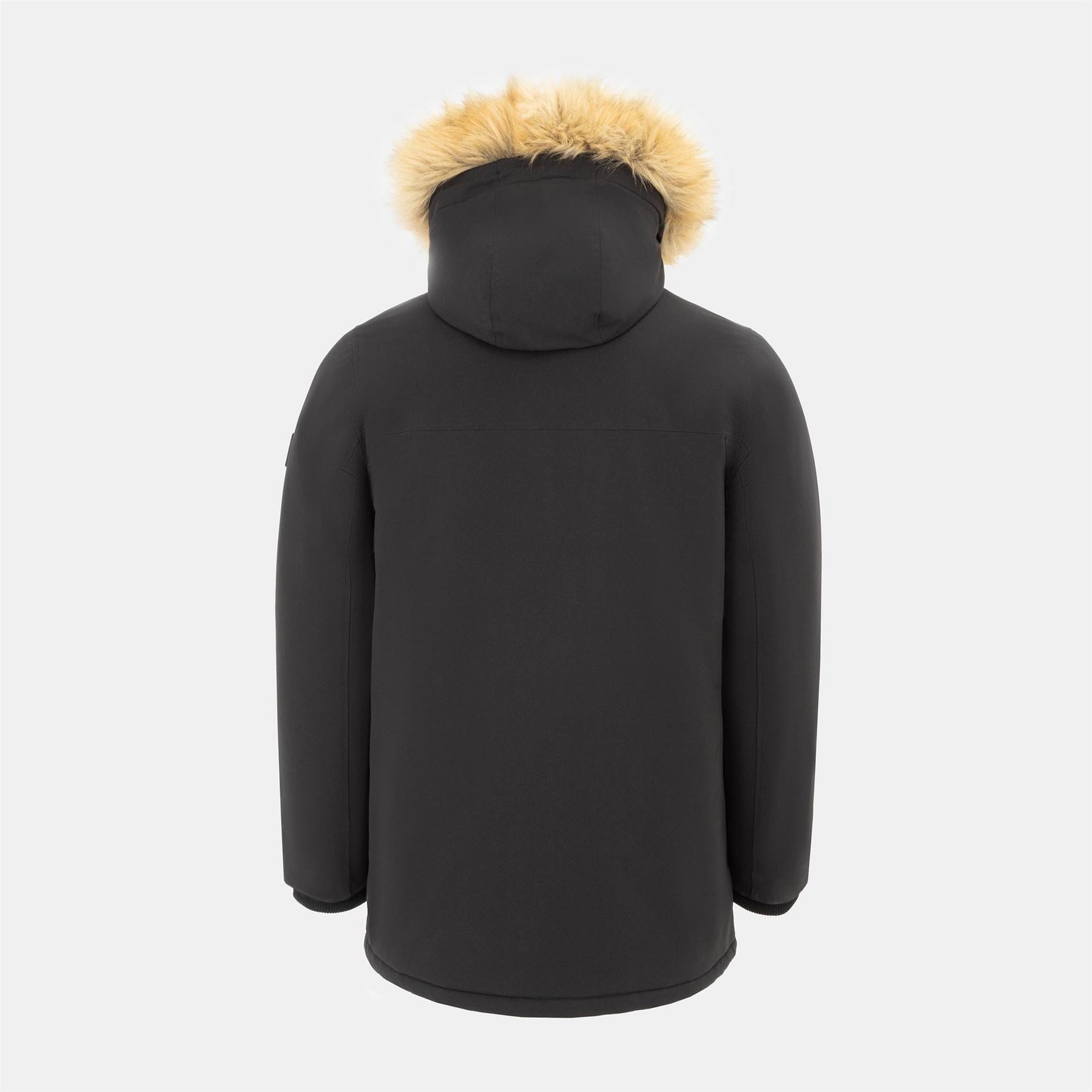 SoulCal Hooded Ribbed Cuff Fur Trim Solid Patterned Parka Coat
