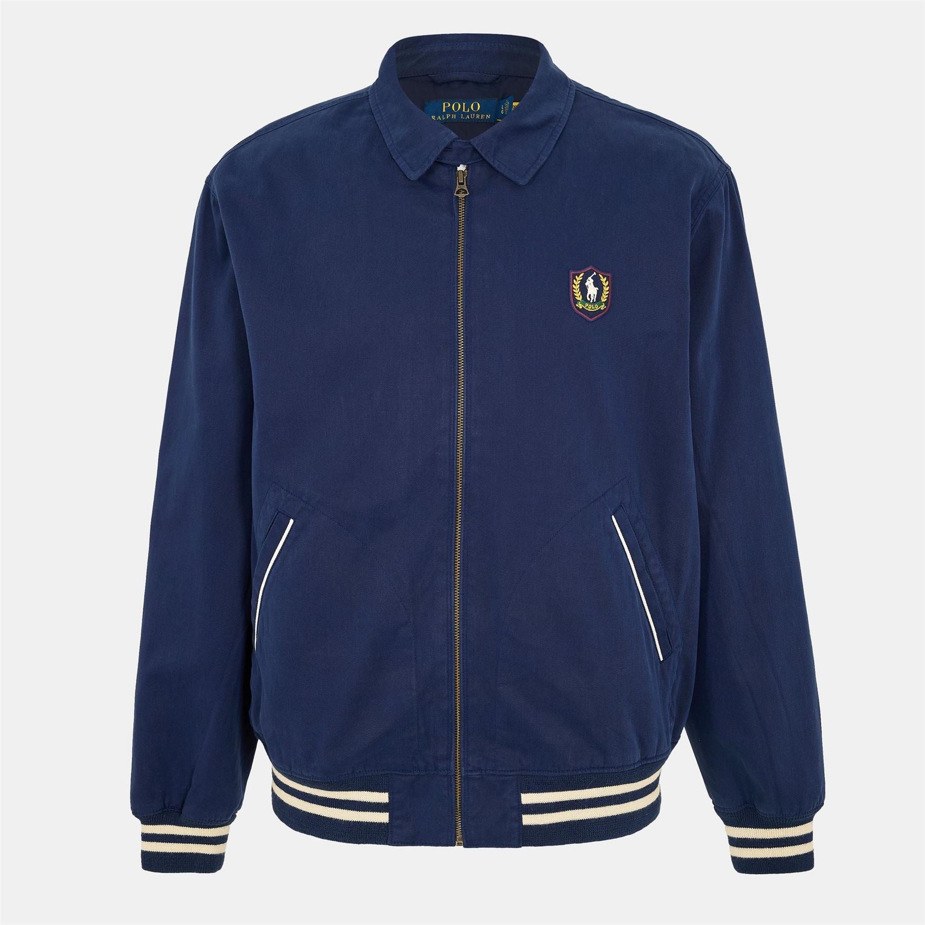 Polo Ralph Lauren Solid Patterned Bomber Jacket with Ribbed Cuff