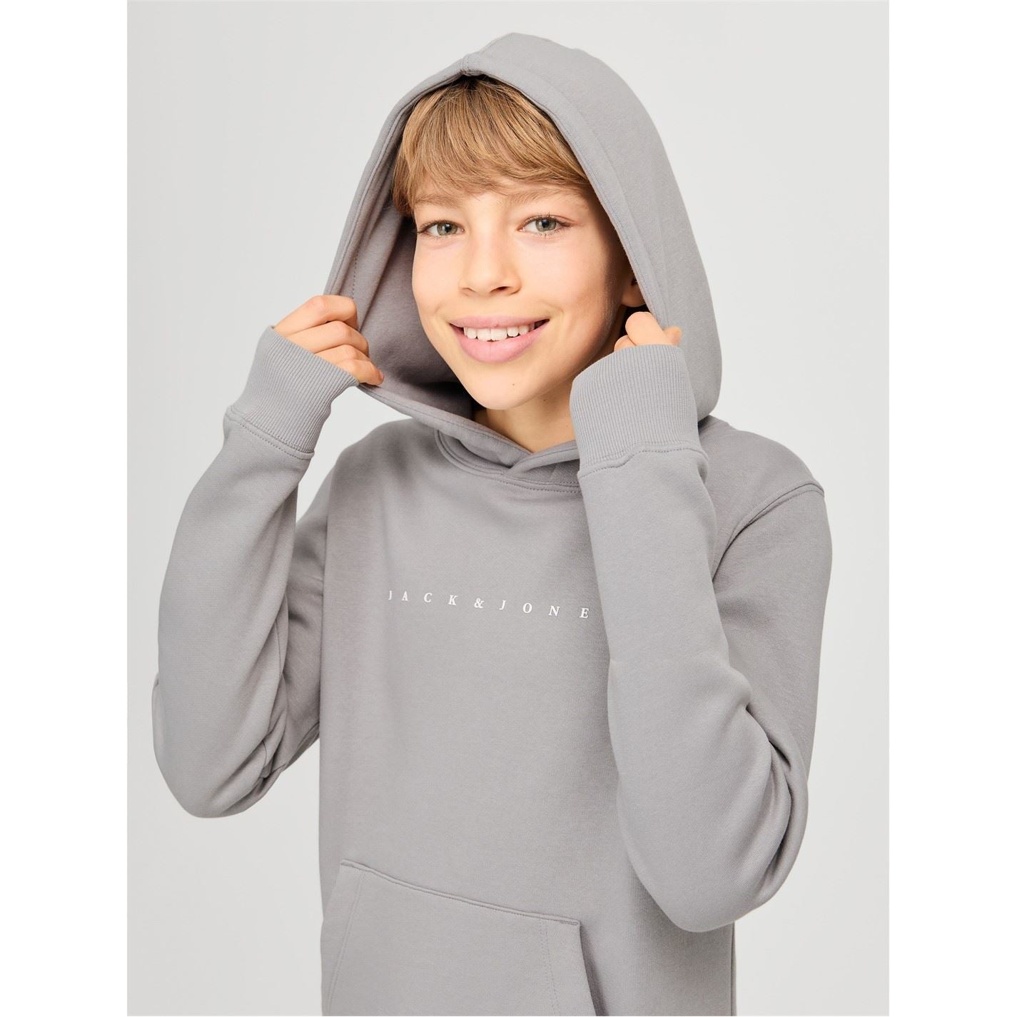Jack and Jones Star Lettering Hooded Neck Kangaroo Pocket Sweatshirt
