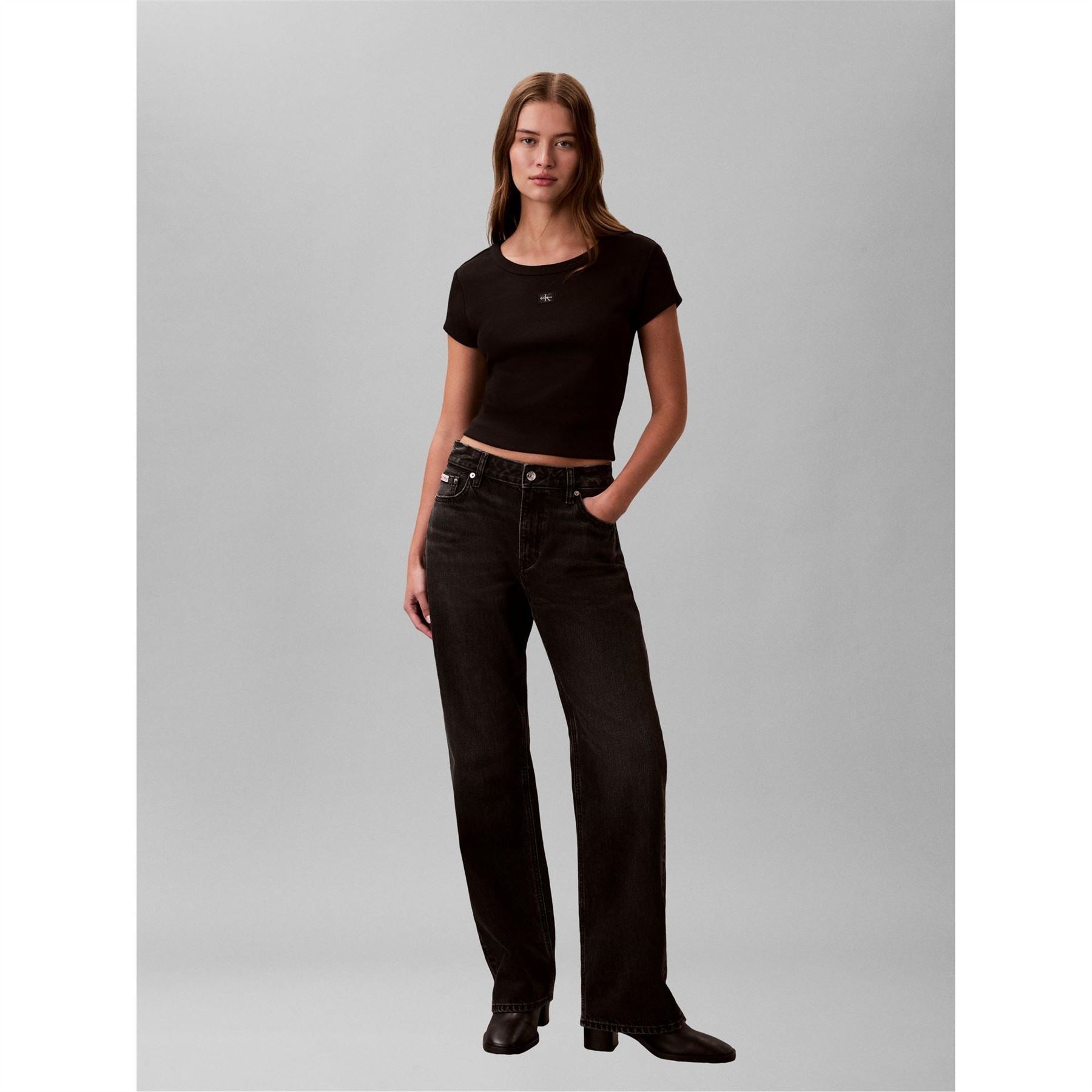 Calvin Klein Jeans Woven Ribbed Baby Tee