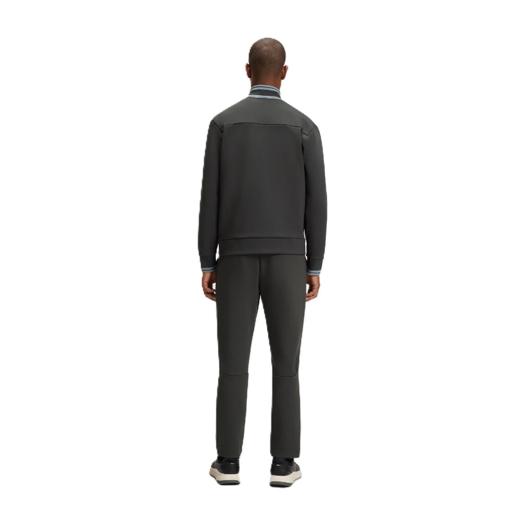 Boss Horizontal Stripe Patterned Zipped Pocket Ribbed Cuff Track Jacket