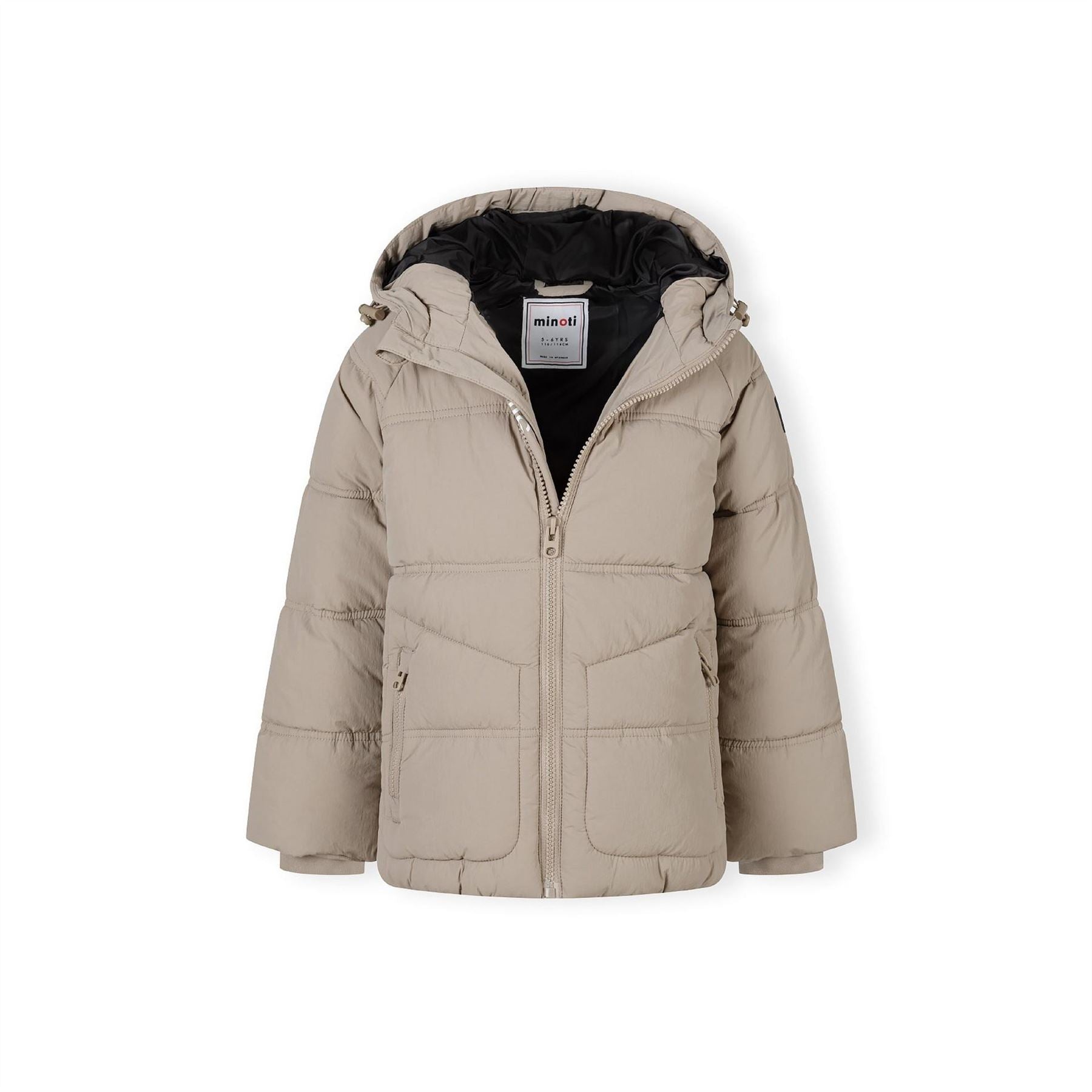 Minoti Boys Quilted Jacket With Hood Zip Pockets Grey
