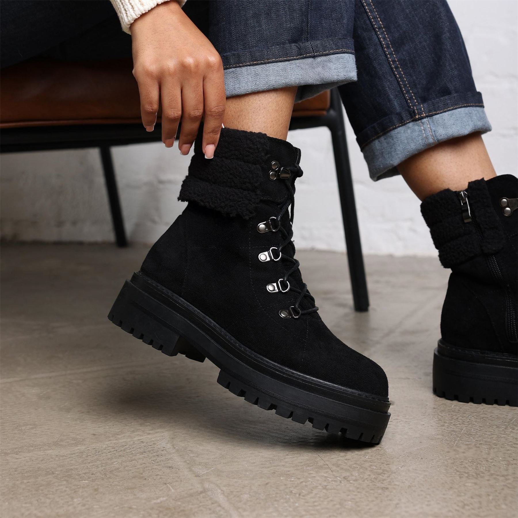 Wheres That From Lace-Up Ankle Boots with Lug Sole