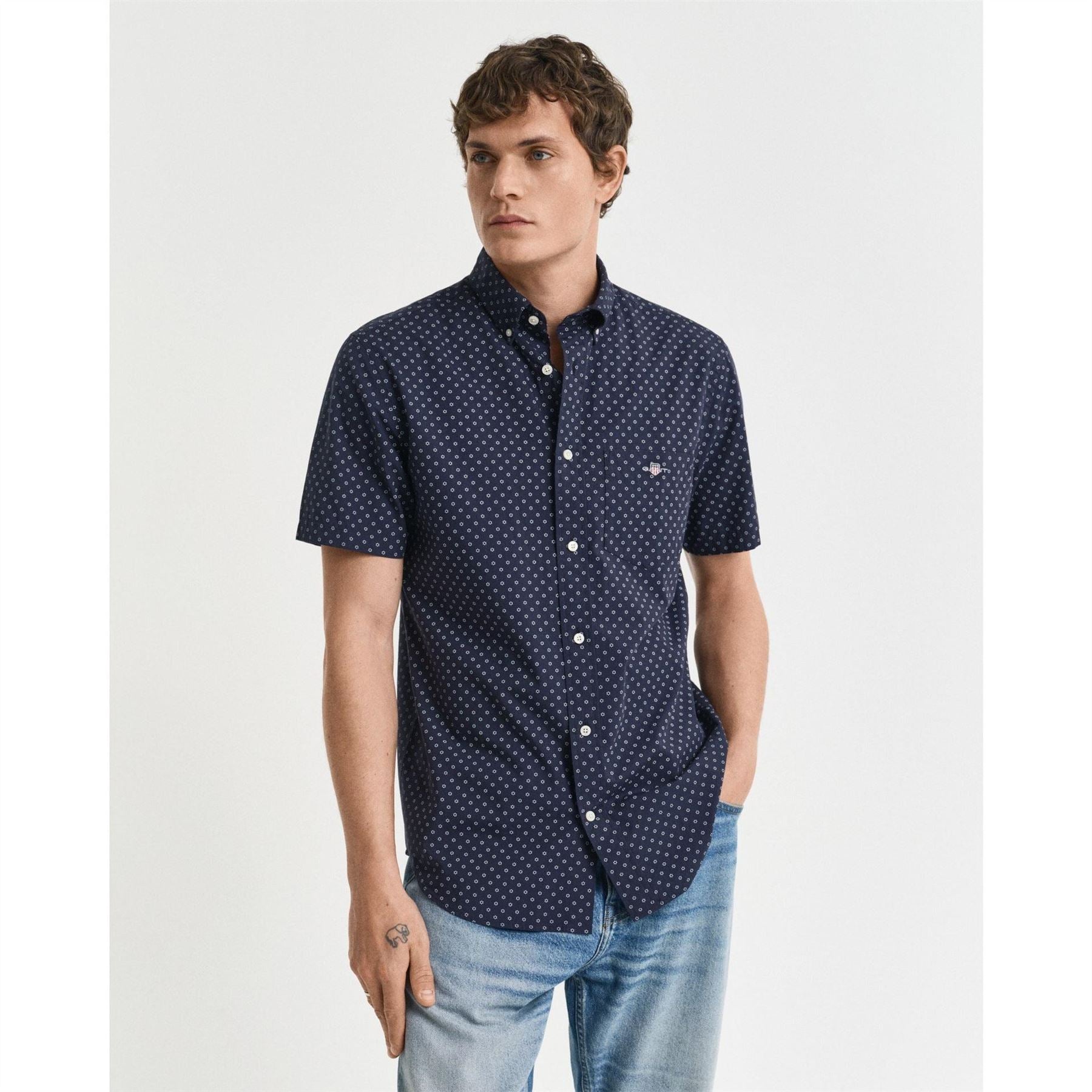 Gant Micro Print Short Sleeve Patterned Shirt