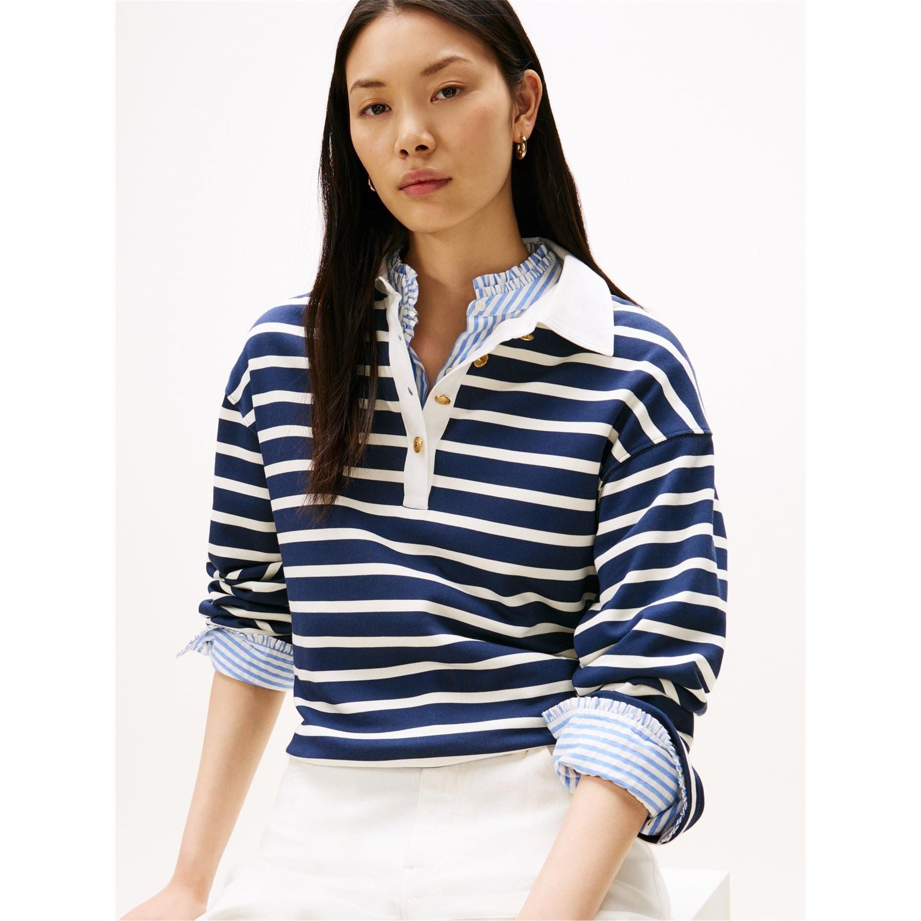 Tommy Hilfiger Gold Button Crew Sweatshirt