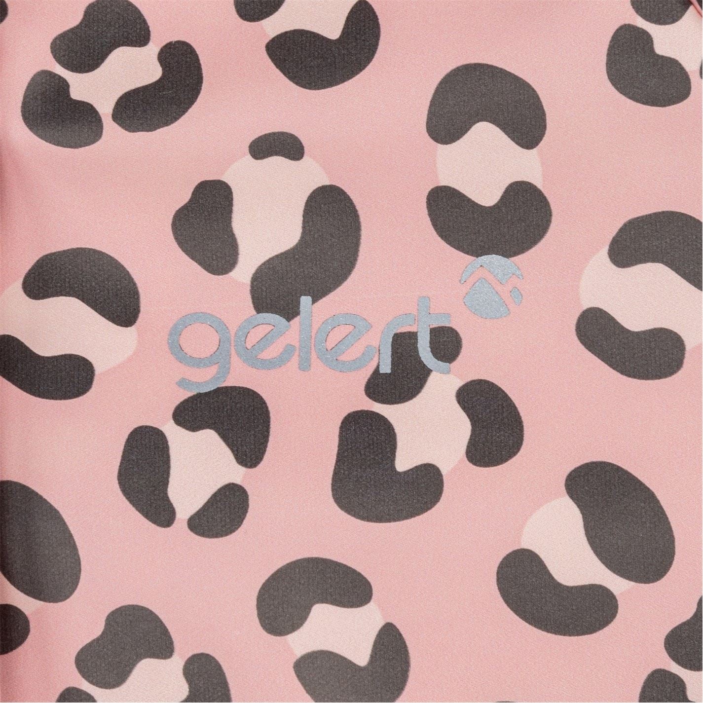 Gelert Leopard Patterned Hooded Snap Button Ribbed Cuff Rain Jacket