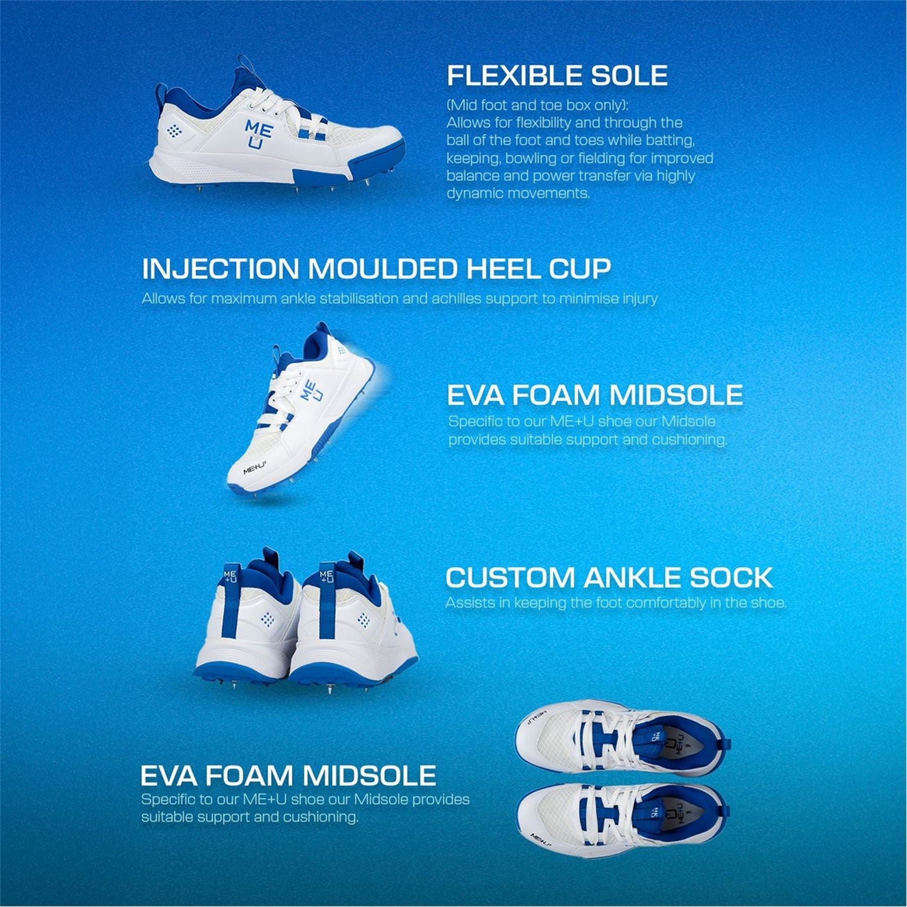 ME PLUS U Cricket Spikes