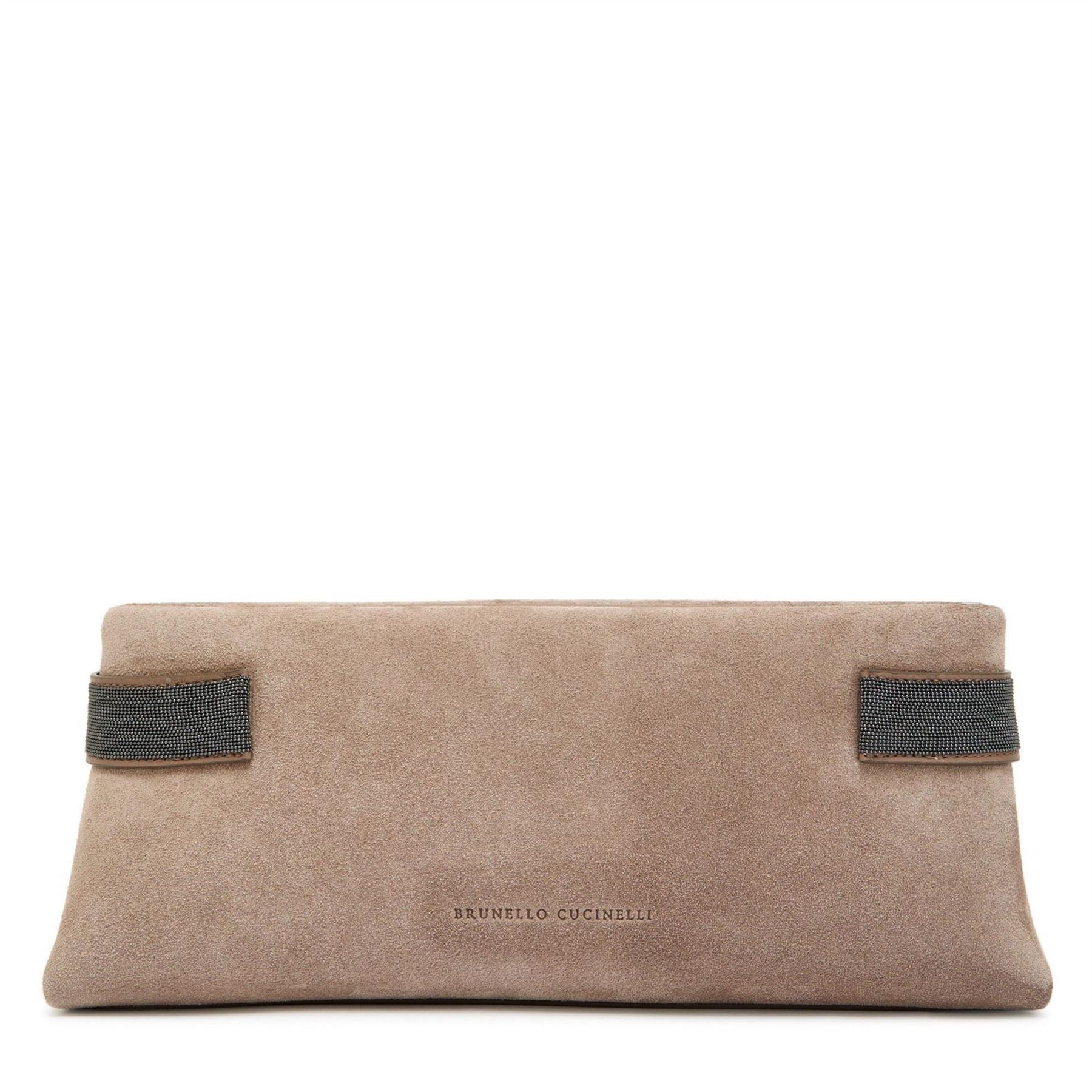 Brunello Cucinelli Suede Embelished Clutch