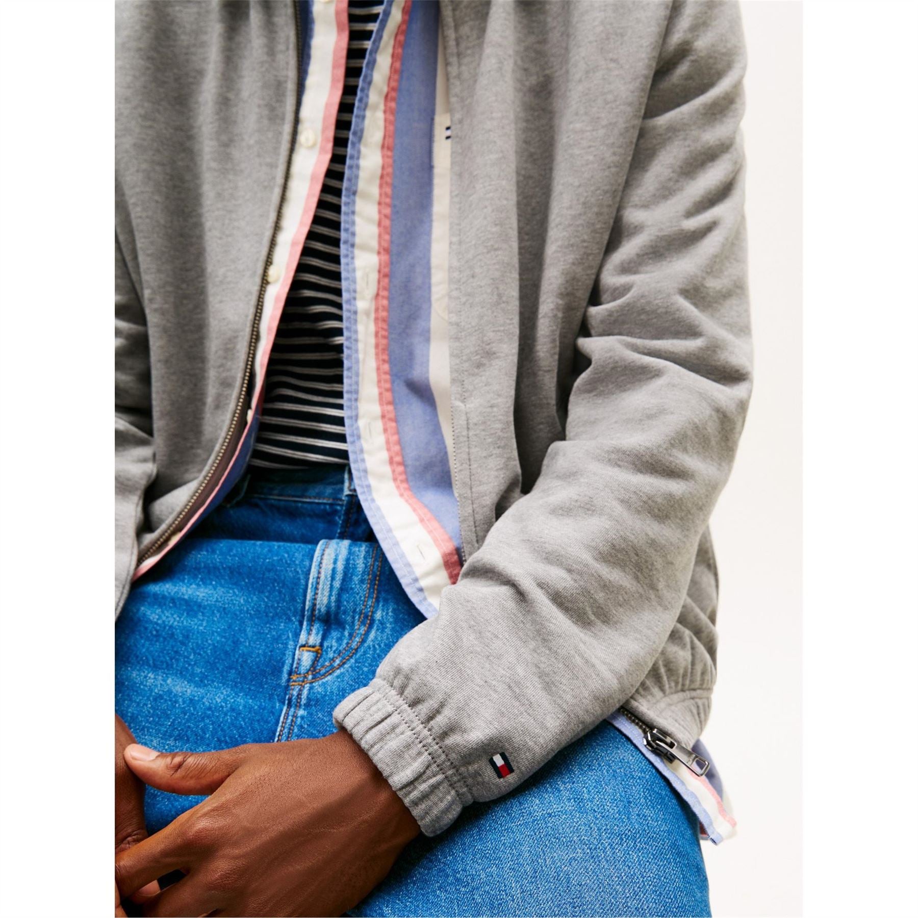 Tommy Hilfiger Terry Solid Patterned Harrington Jacket with Side and Zipped Pockets