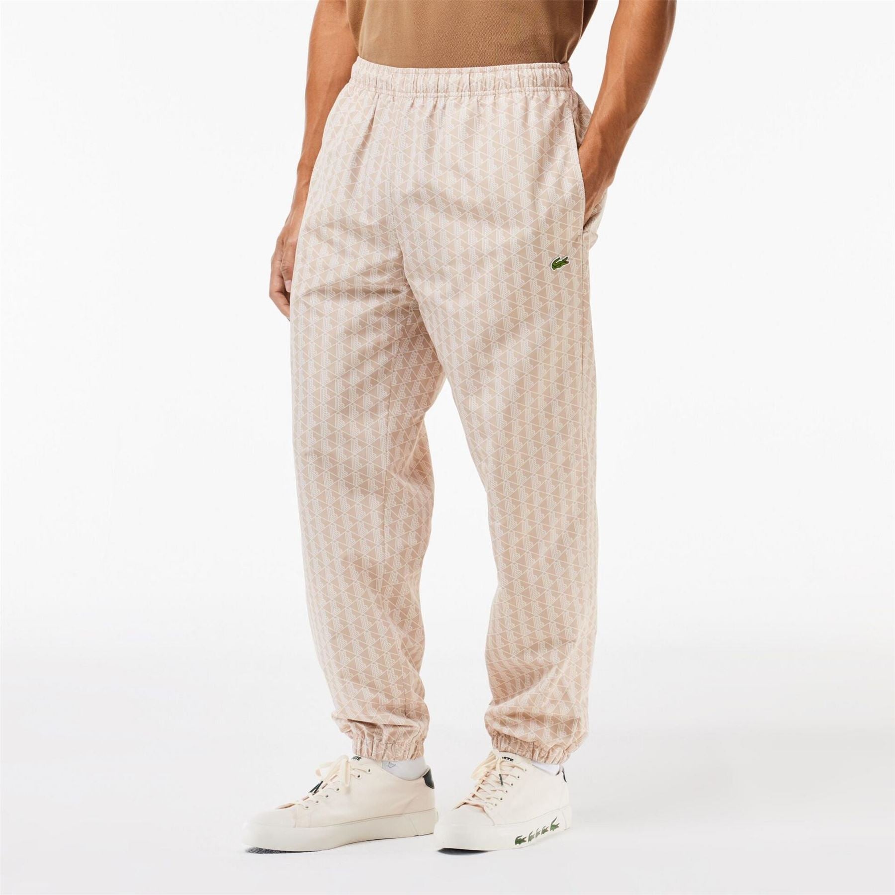 Lacoste Monogram Print Closed Hem Fleece Joggers