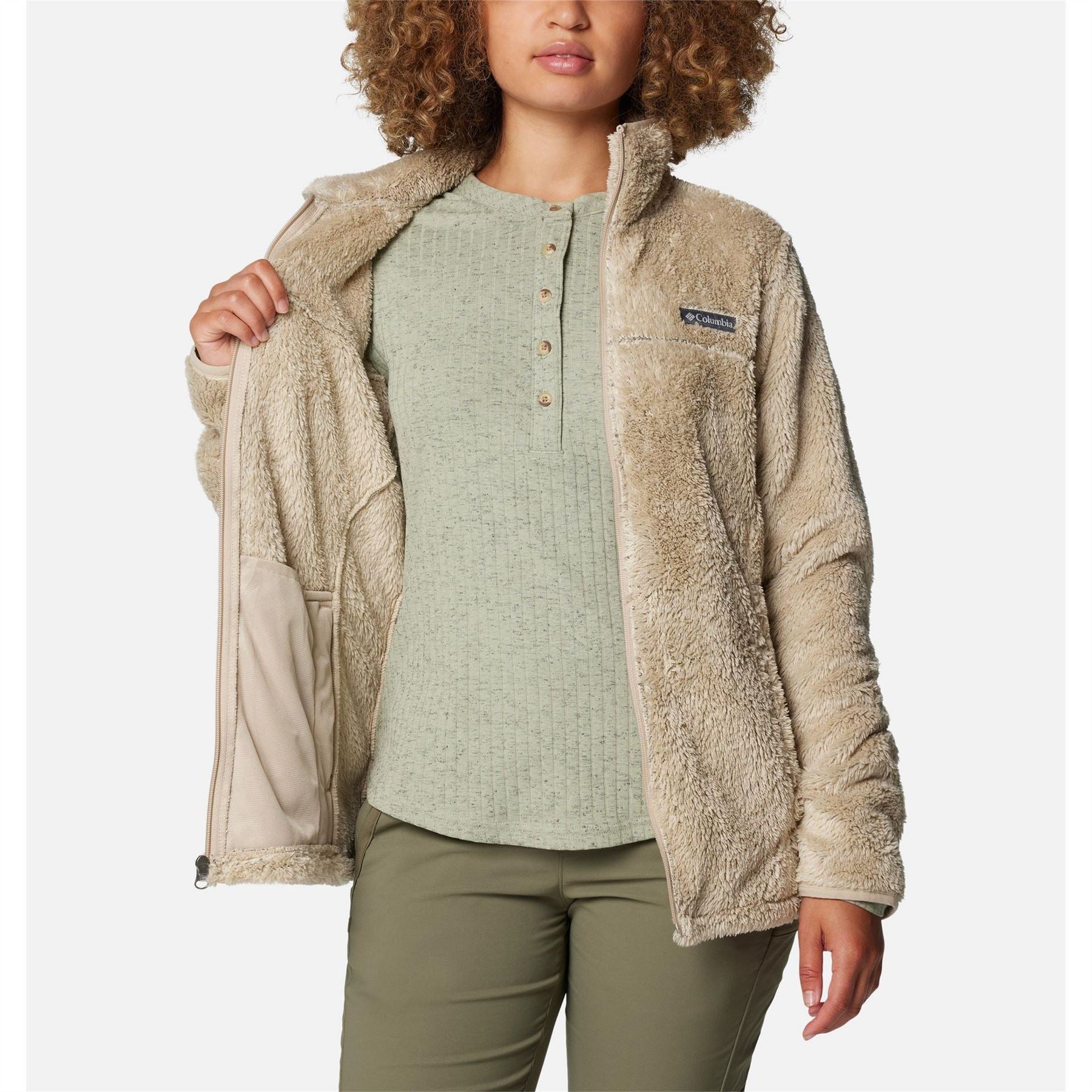 Columbia Cloudy Day Sherpa Solid Patterned Full Zipper Jacket