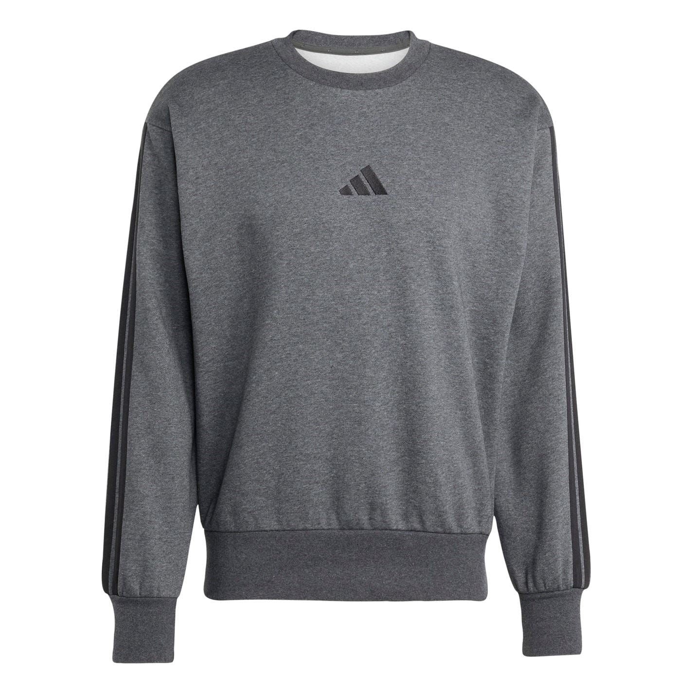 adidas Mens Essentials Crew 3 Stripes Pullover Sweatshirt
