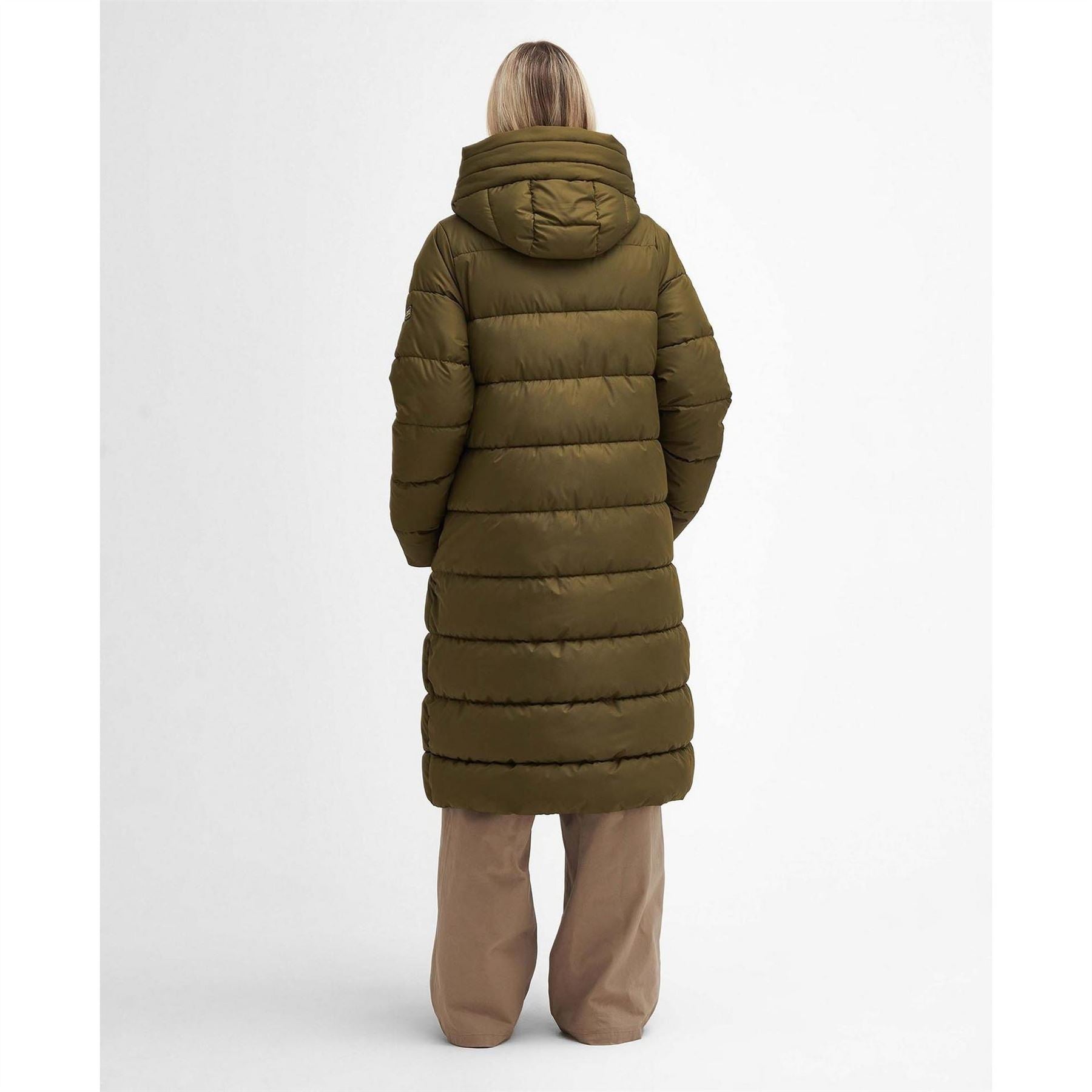 Barbour International Barron Quilted Funnel Collar Long Puffer Jacket