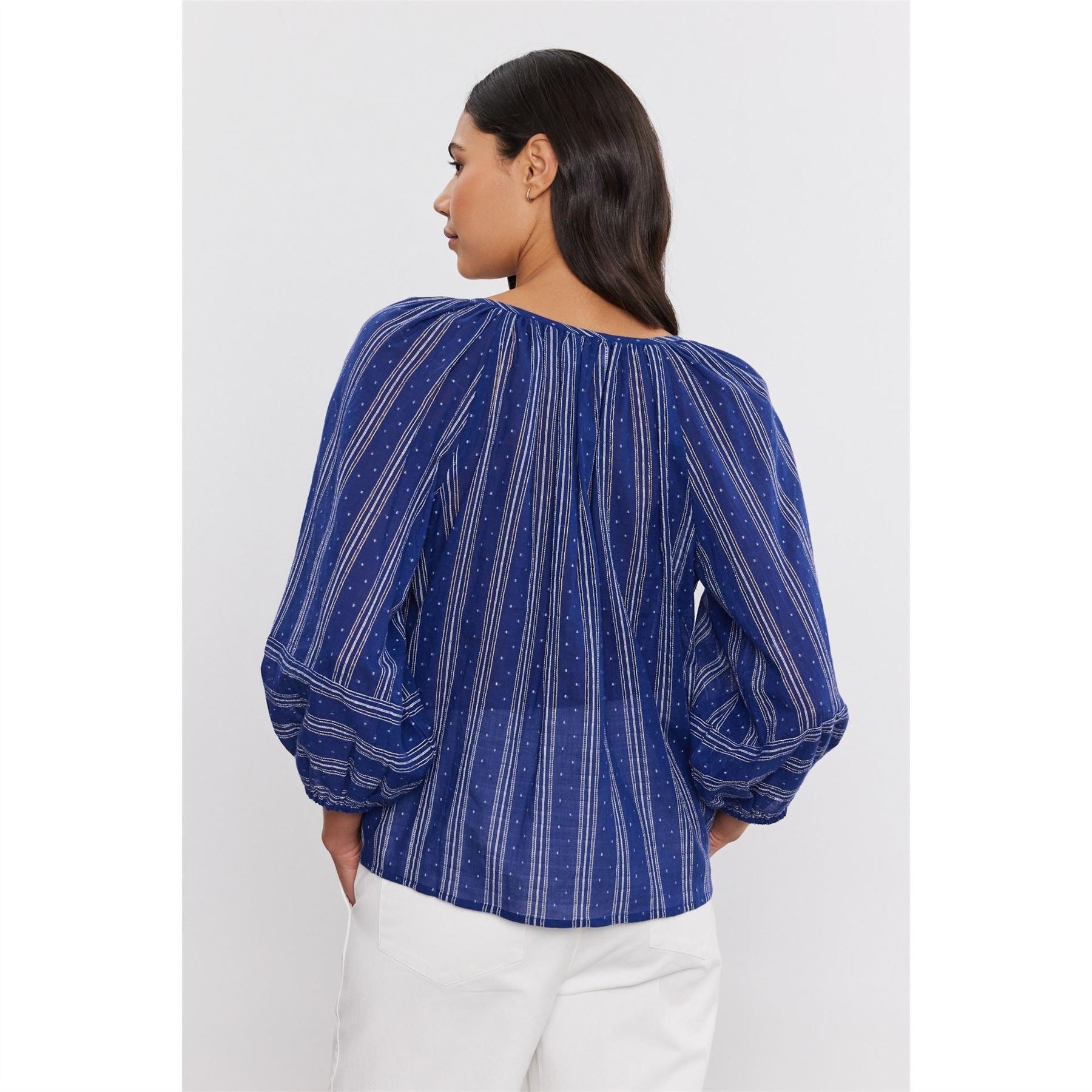 Velvet by Graham and Spencer Regular Fit V-Neck Bishop Sleeve Blouse