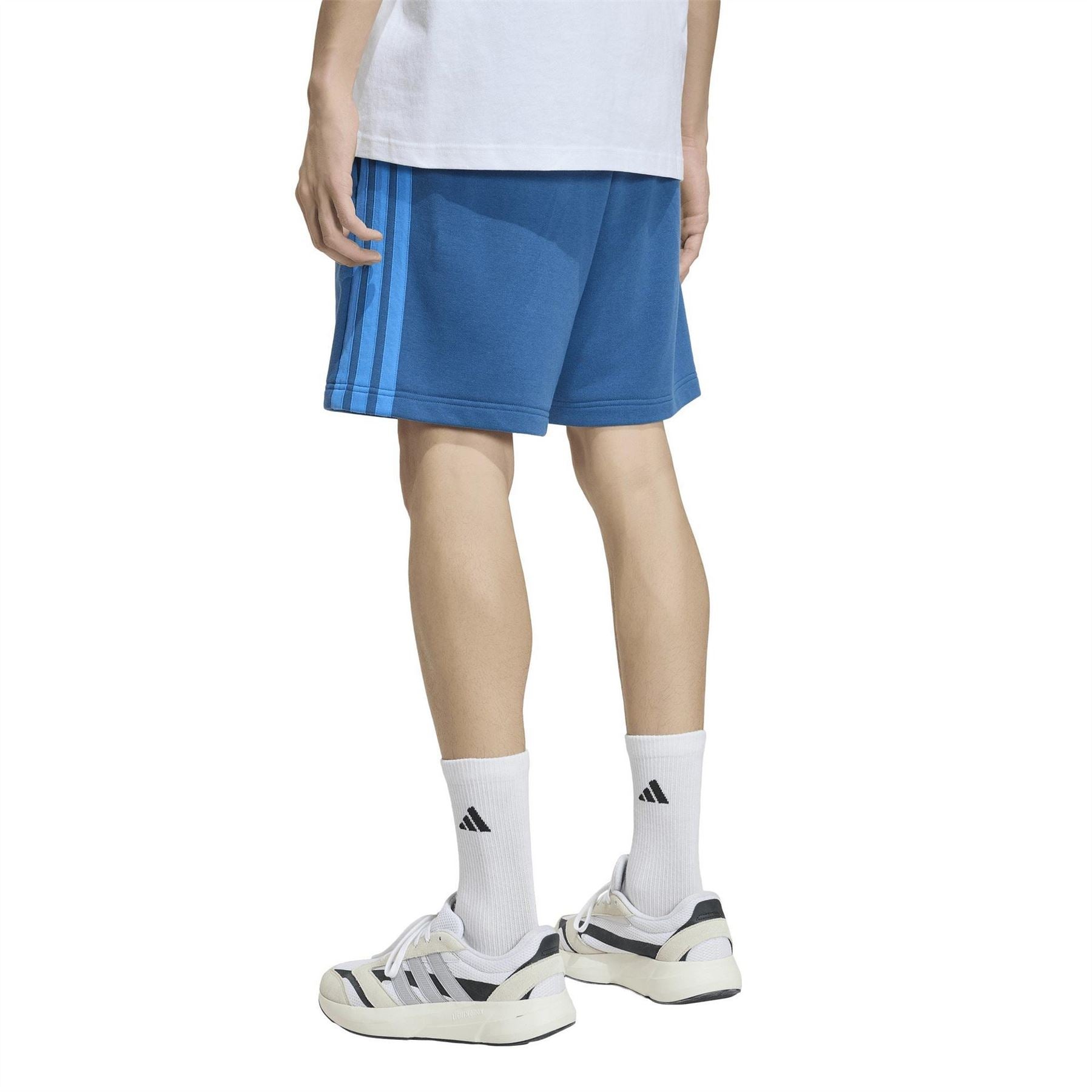 adidas Mens Essentials 3 Stripe Fleece Shorts