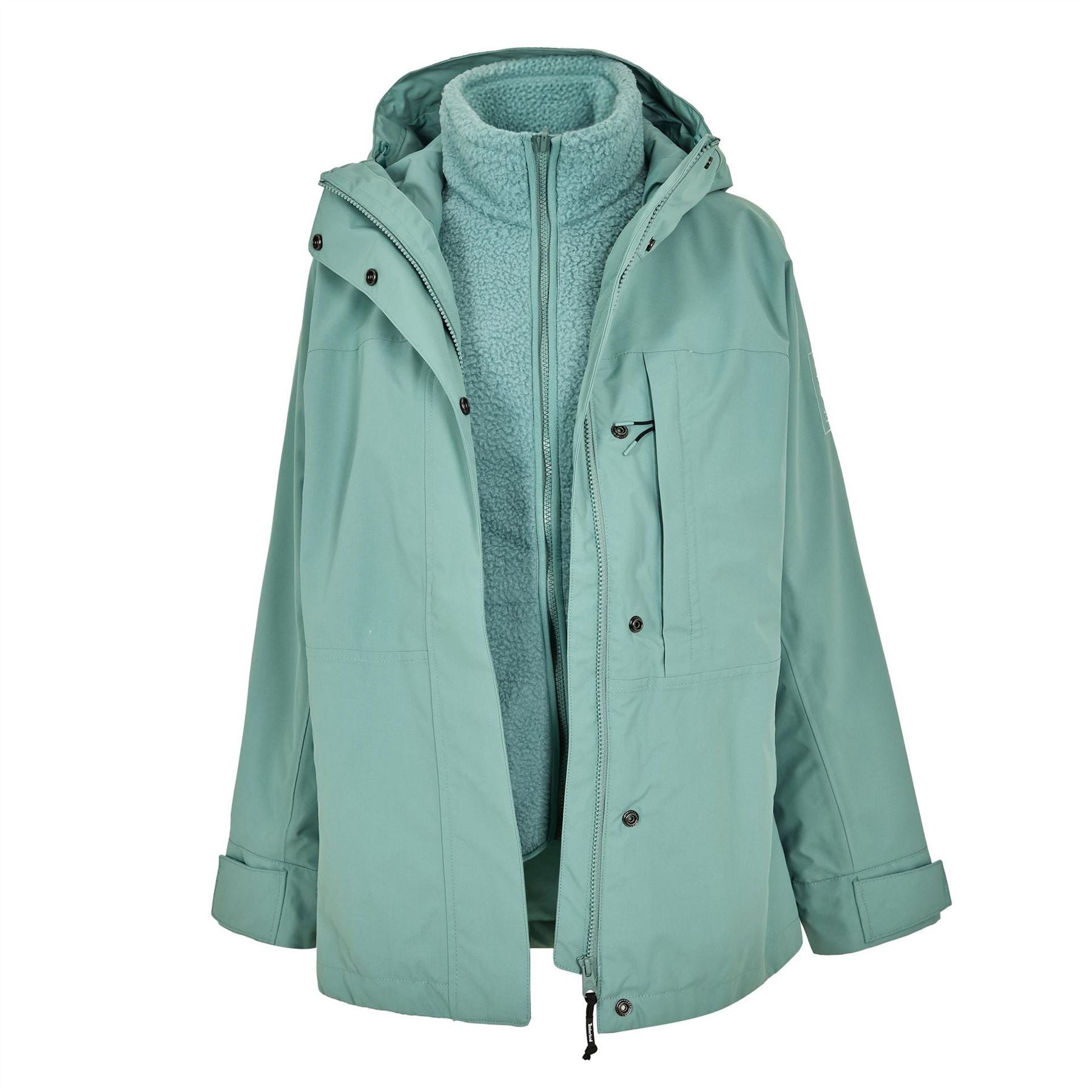 Timberland Benton Hooded Snap Button Solid Patterned Three in One Jacket