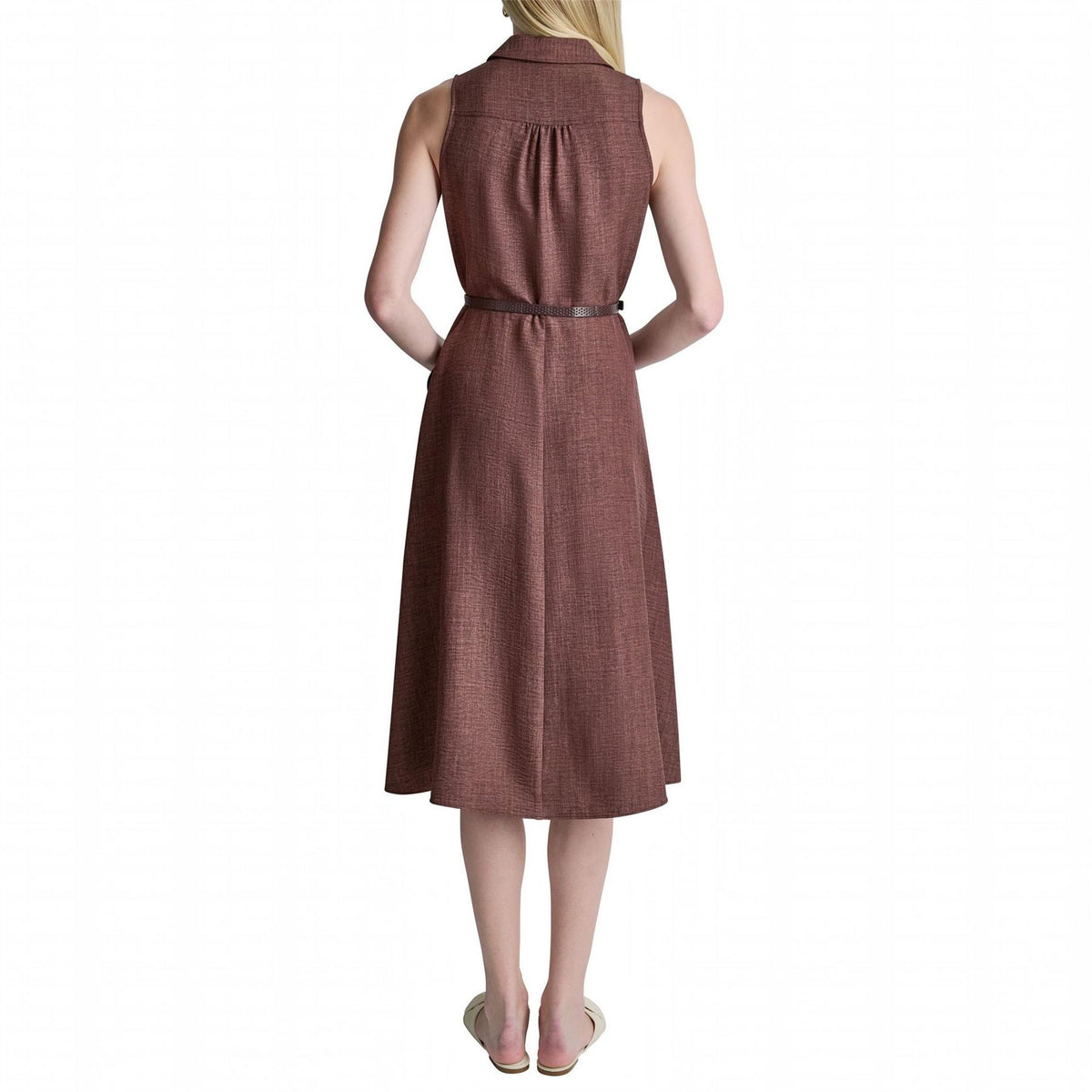DKNY Sl Belted Midi Shirt Dress