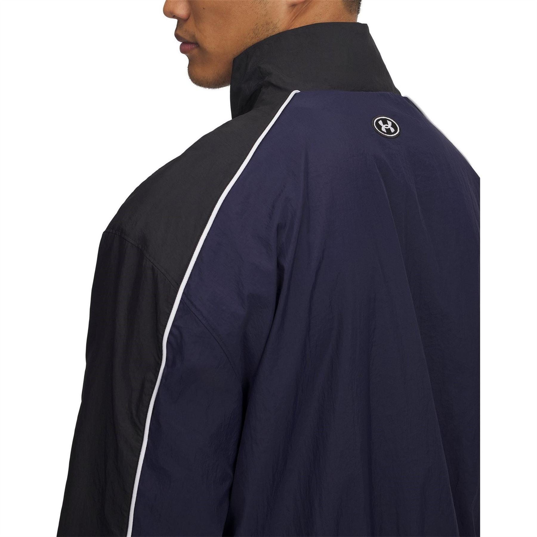 Under Armour Solid Patterned Ribbed Cuff Track Jacket with Logo Badge