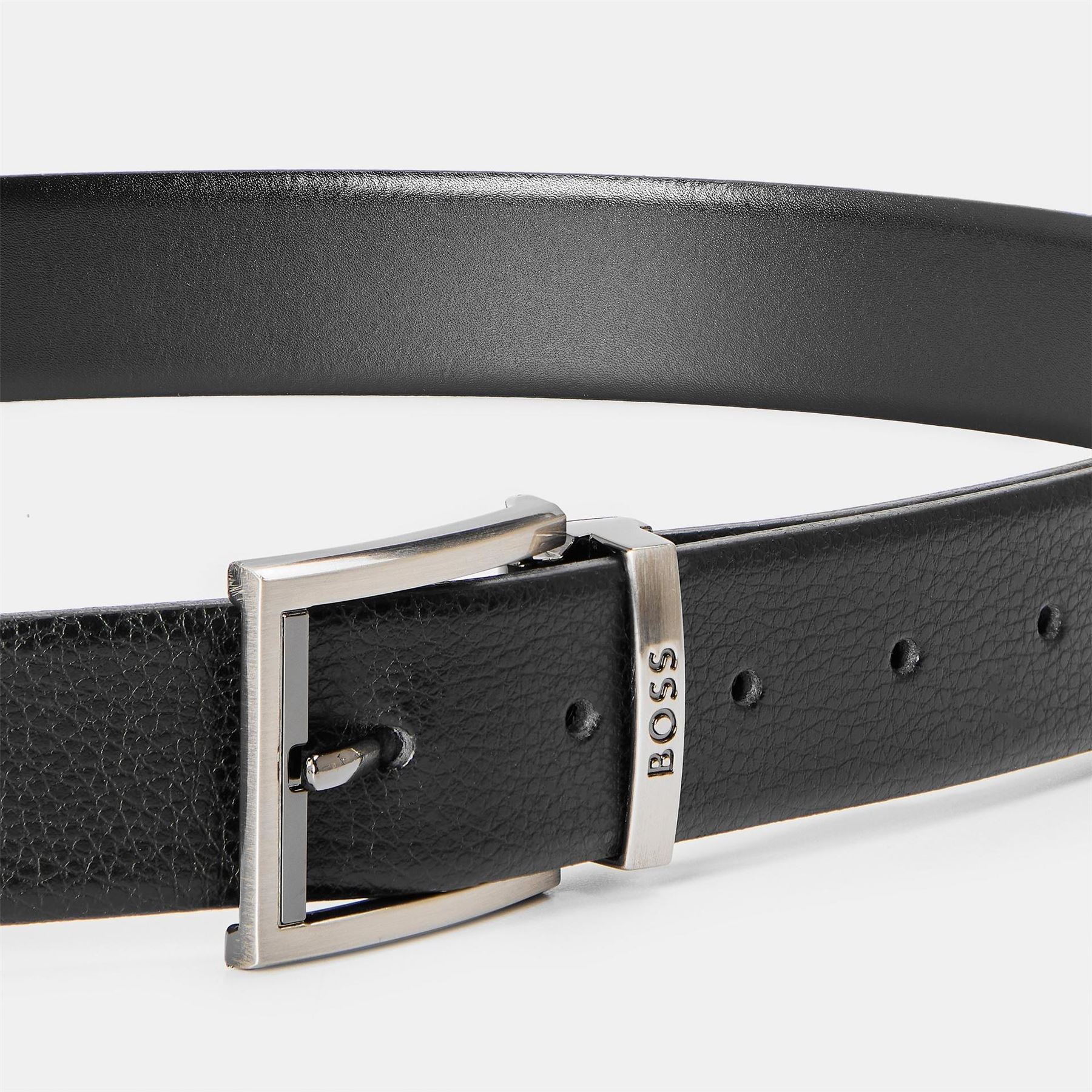 Boss Leather Pin Buckle Belt with Metal Logo