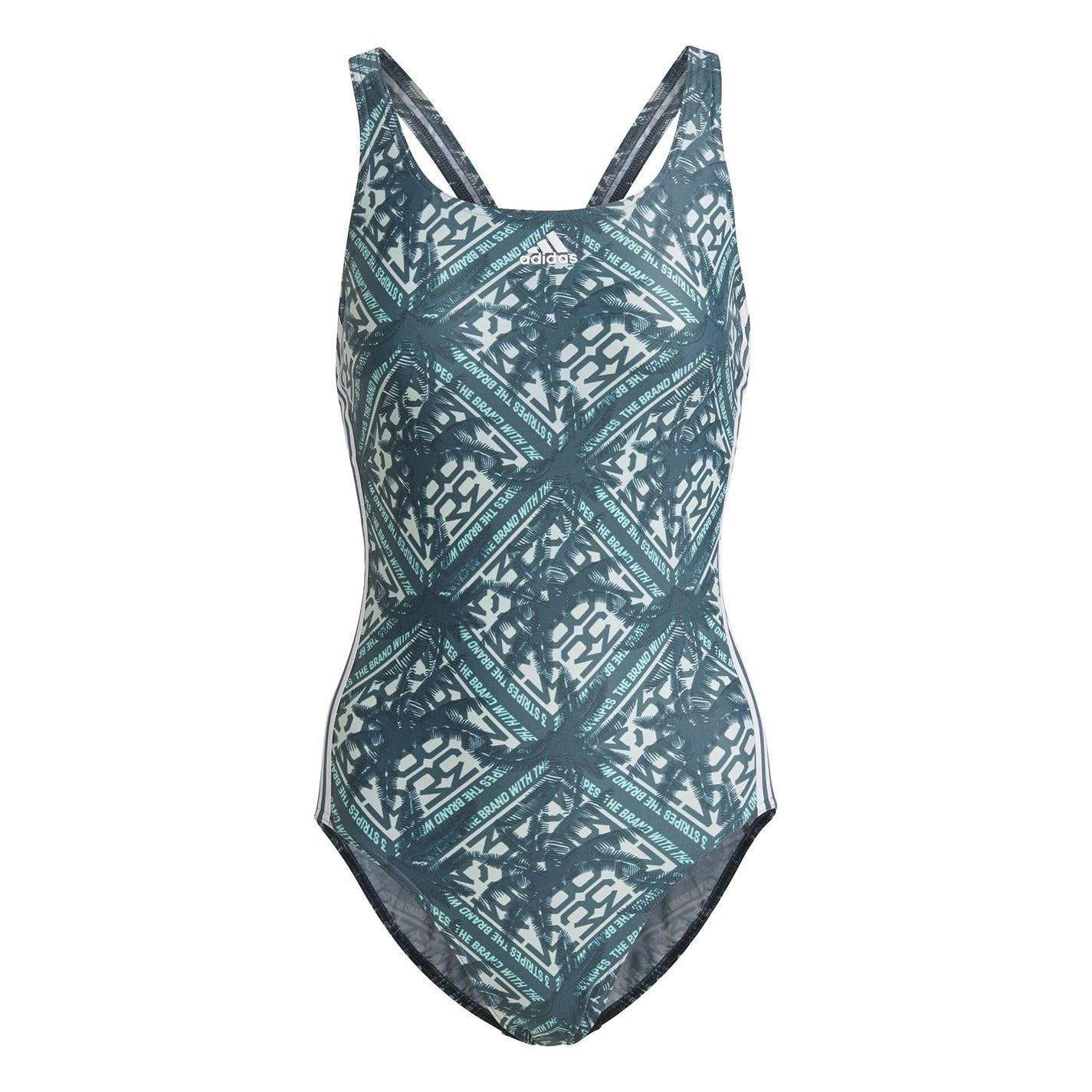 adidas Womens Sh3.ro Festivibes 3 Stripes Swimsuit One Piece