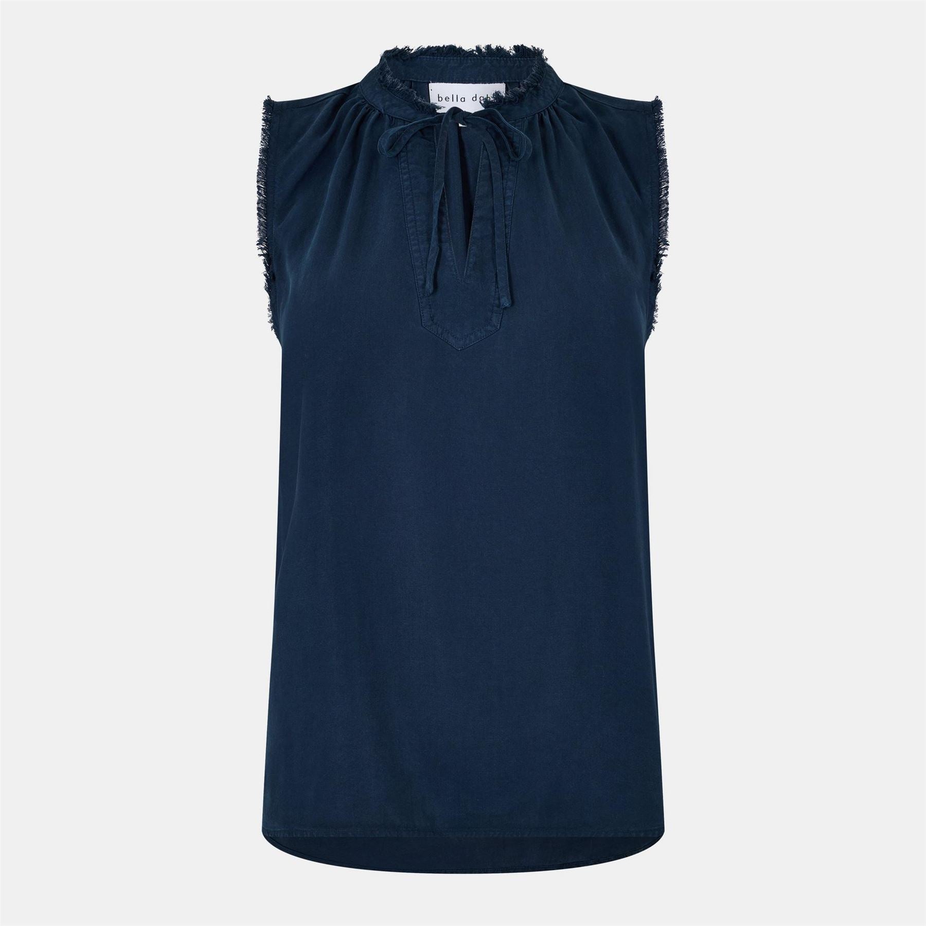 Bella Dahl Frayed Relaxed Fit Tie Neck Sweatshirt