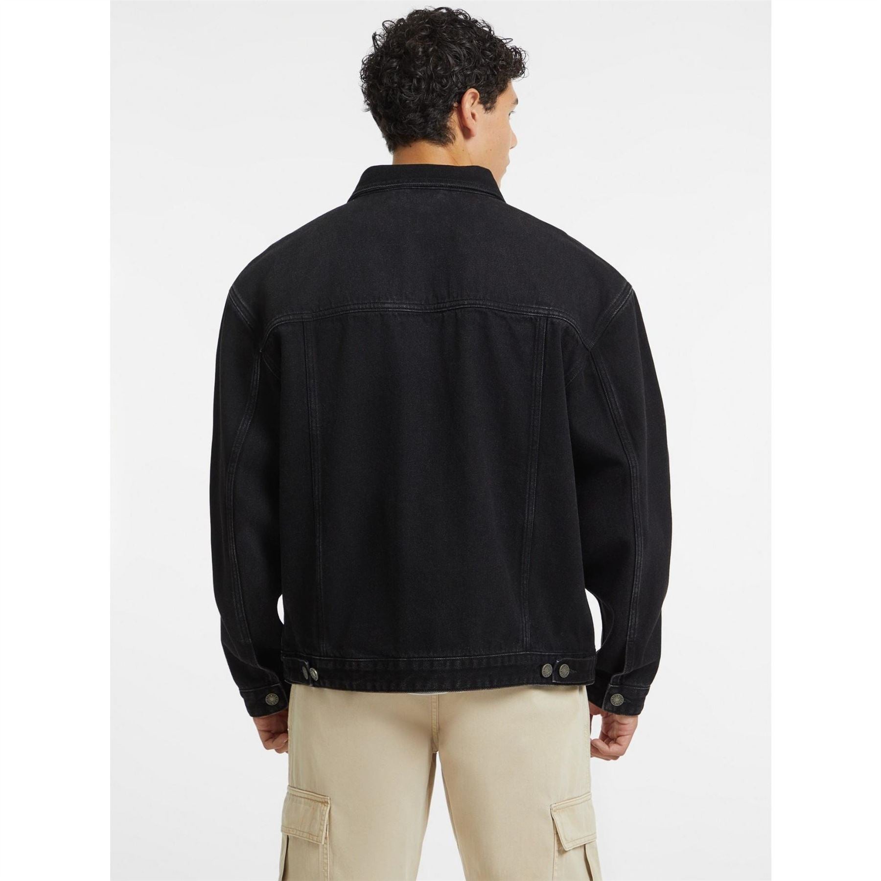 Guess Solid Patterned Trucker Jacket with Chest Pocket