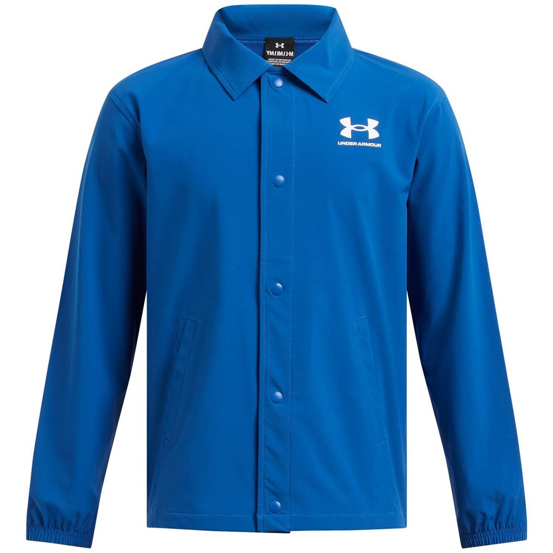 Under Armour Coach Solid Patterned Snap Button Shirt Collared Jacket