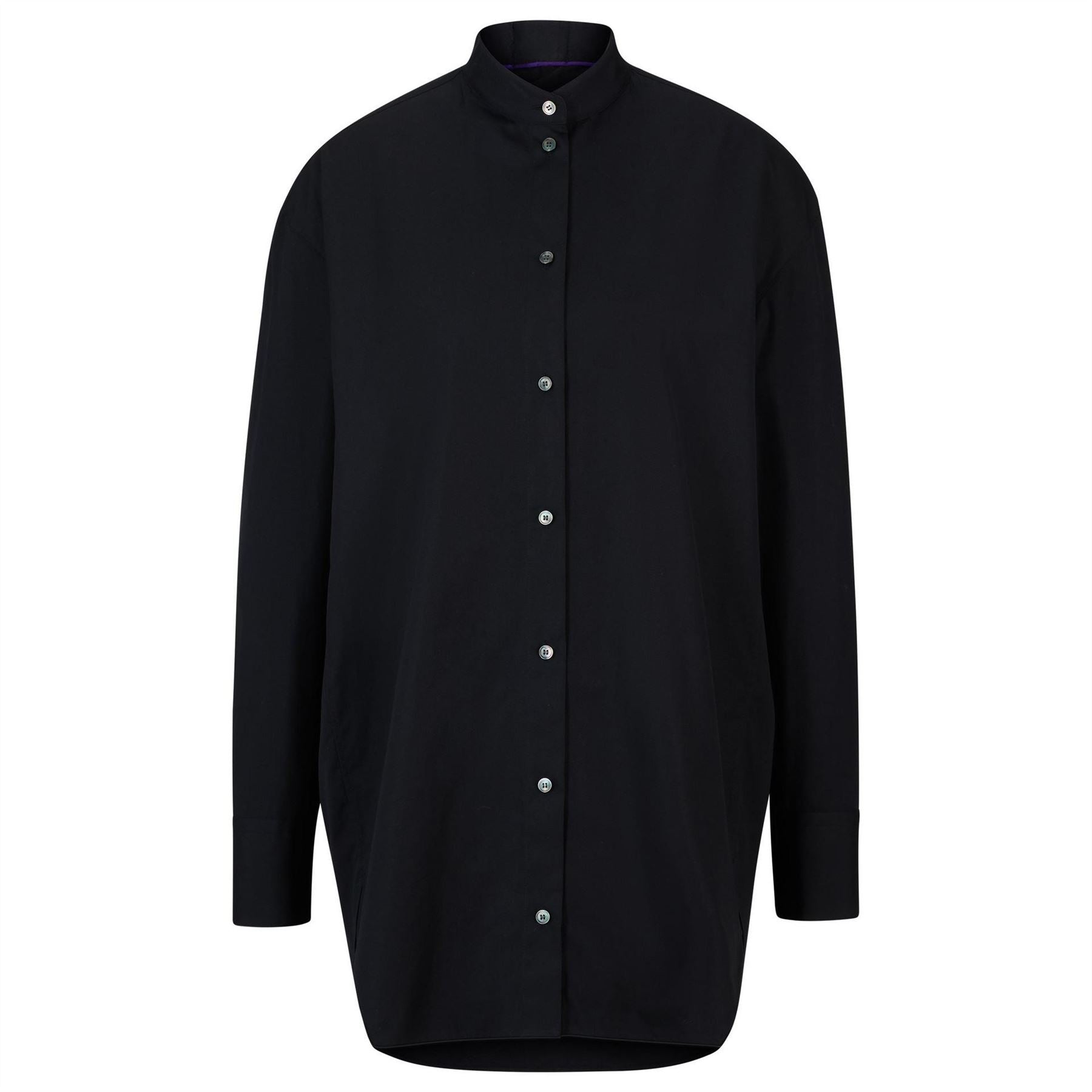 Boss Oversize Fit Band Collar Long Sleeve Shirt
