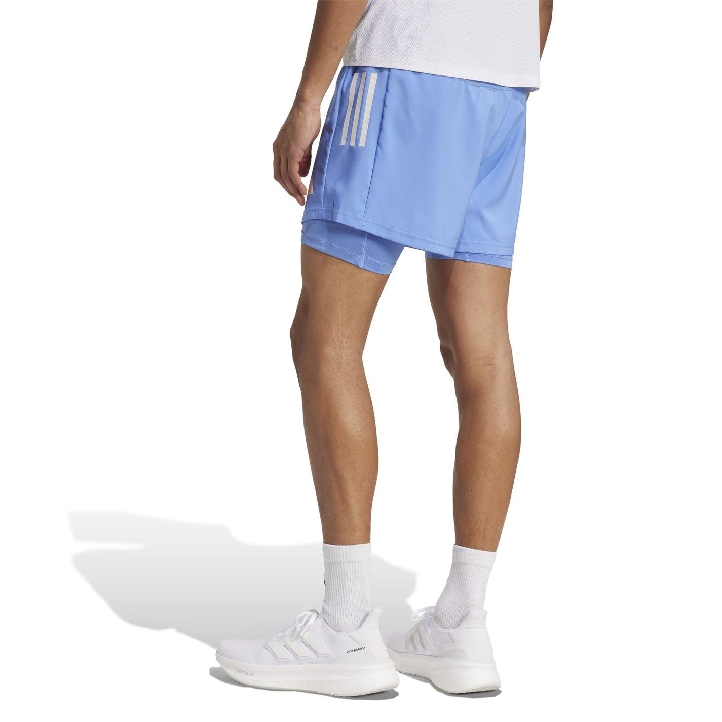 adidas Mens Own The Run 3 Stripes 2 In 1 Shorts