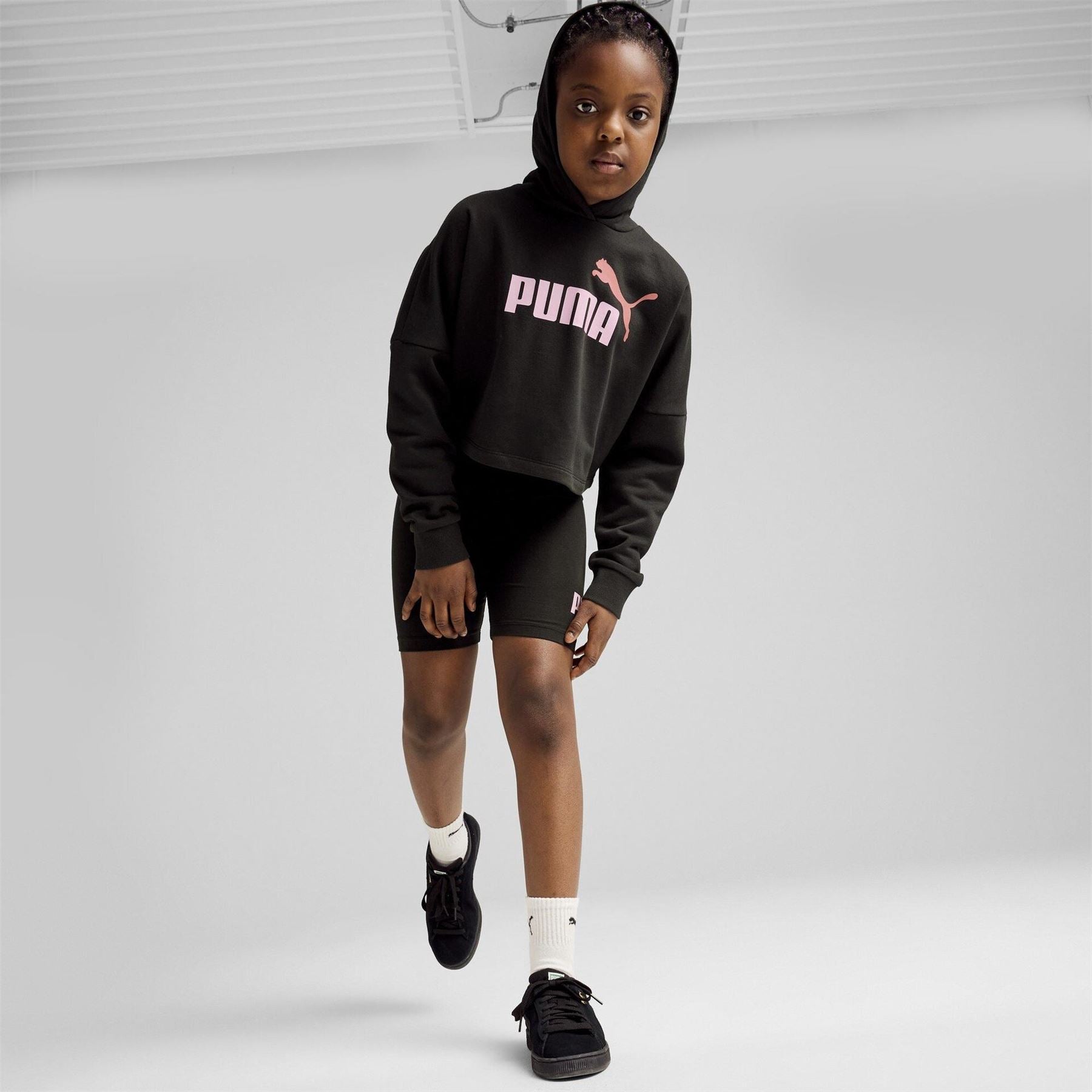 Puma Logo Cropped Hoodie G Hoody Unisex Kids