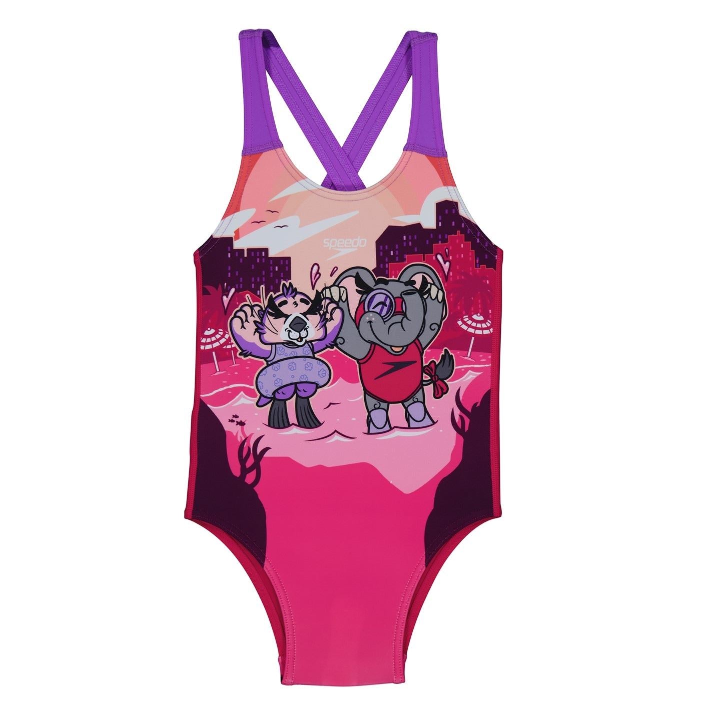 Speedo Learn To Swim Printed Crossbodyack Swimsuit Infants
