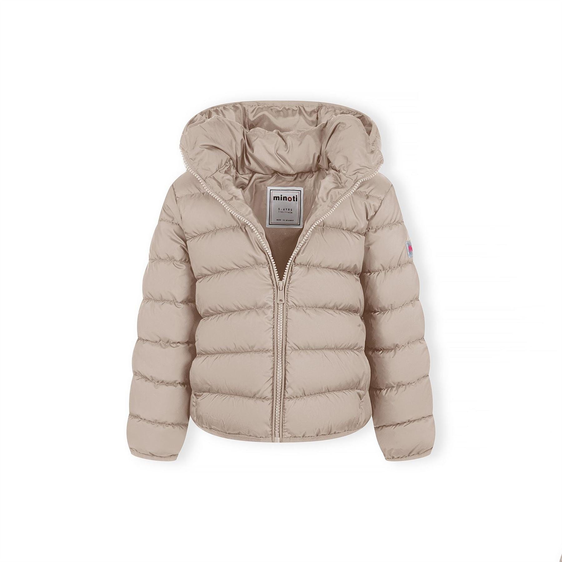 Minoti Girls Quilted Jacket With Zip Removable Hood Beige