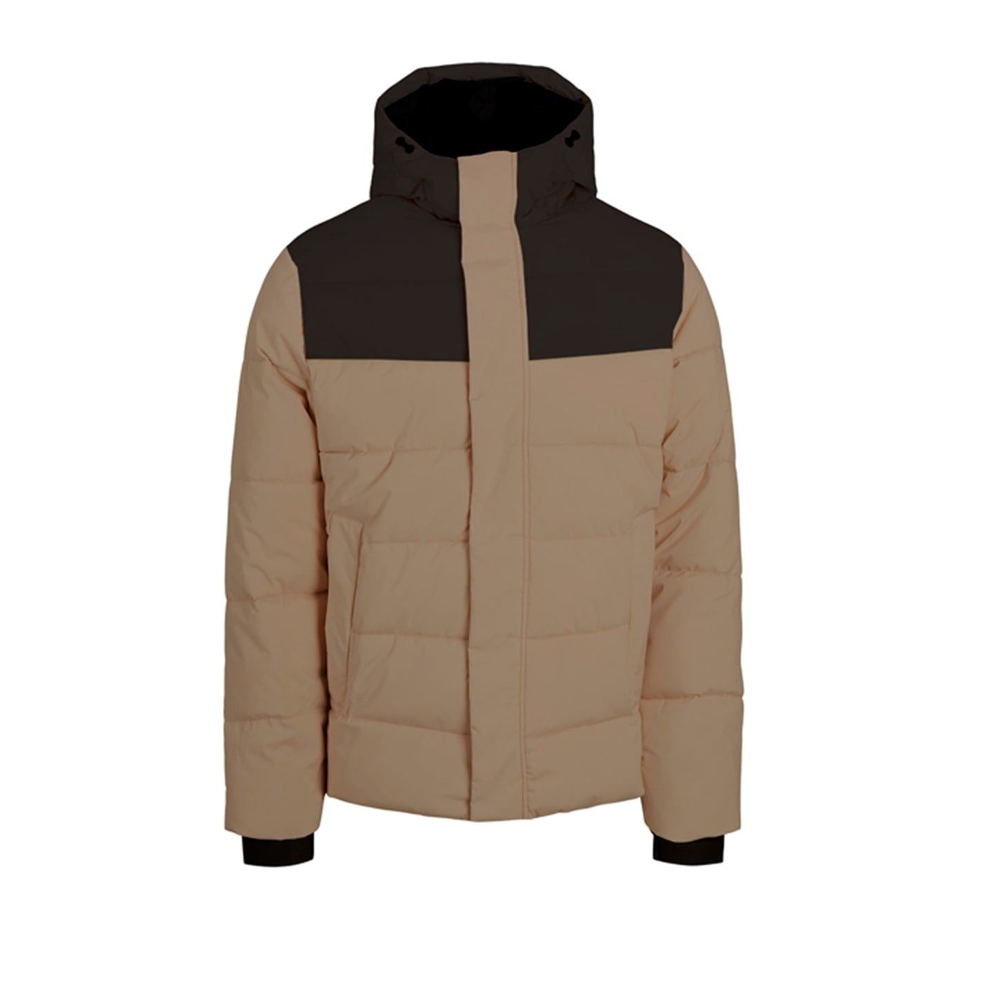 Jack and Jones Solid Patterned Hooded Ribbed Cuff Puffer Jacket