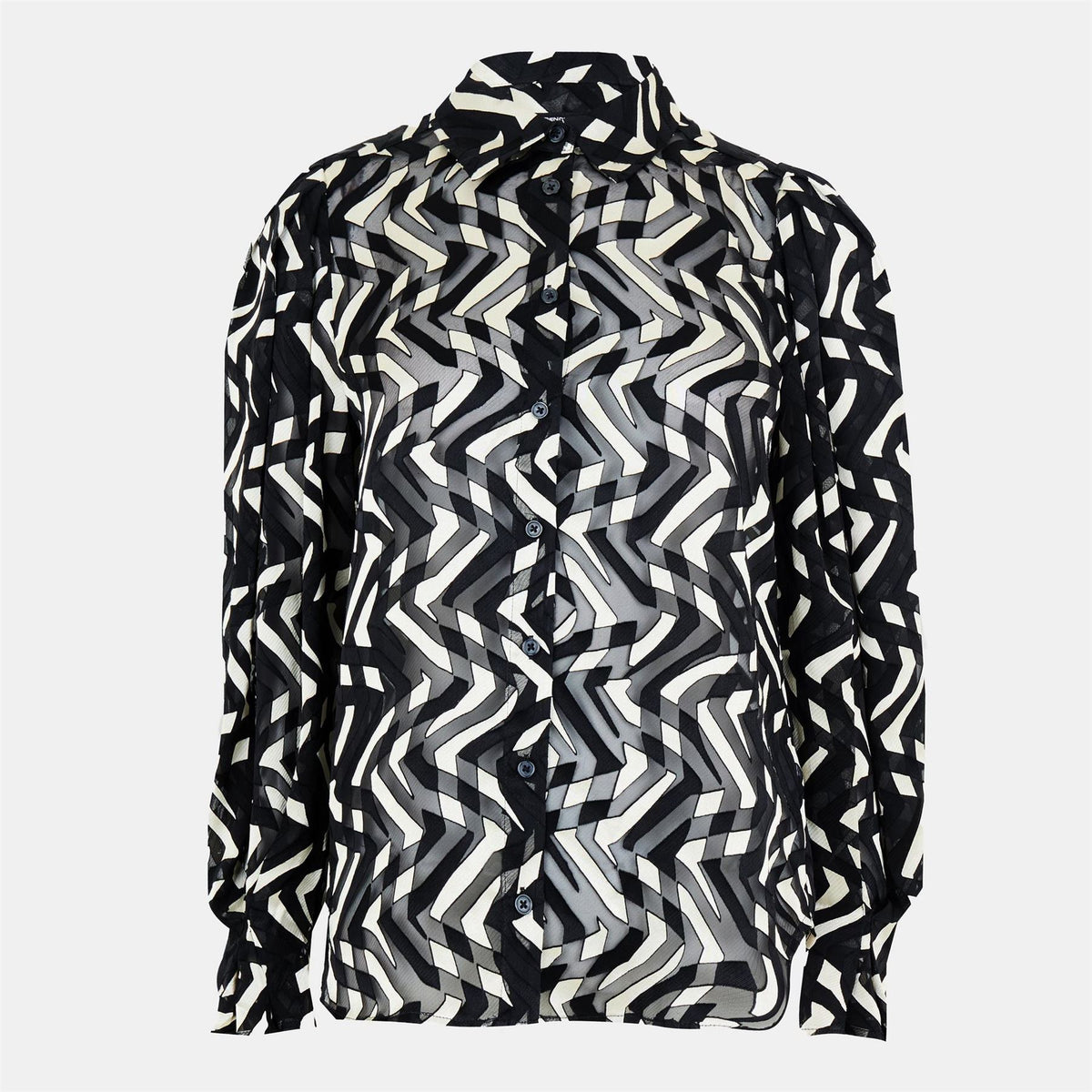 French Connection Diandra Satin Devore Long Sleeve Blouse