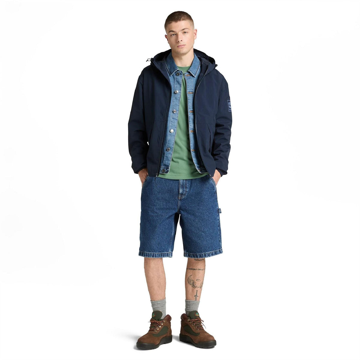 Timberland Winnick Solid Patterned Hooded Shell Jacket