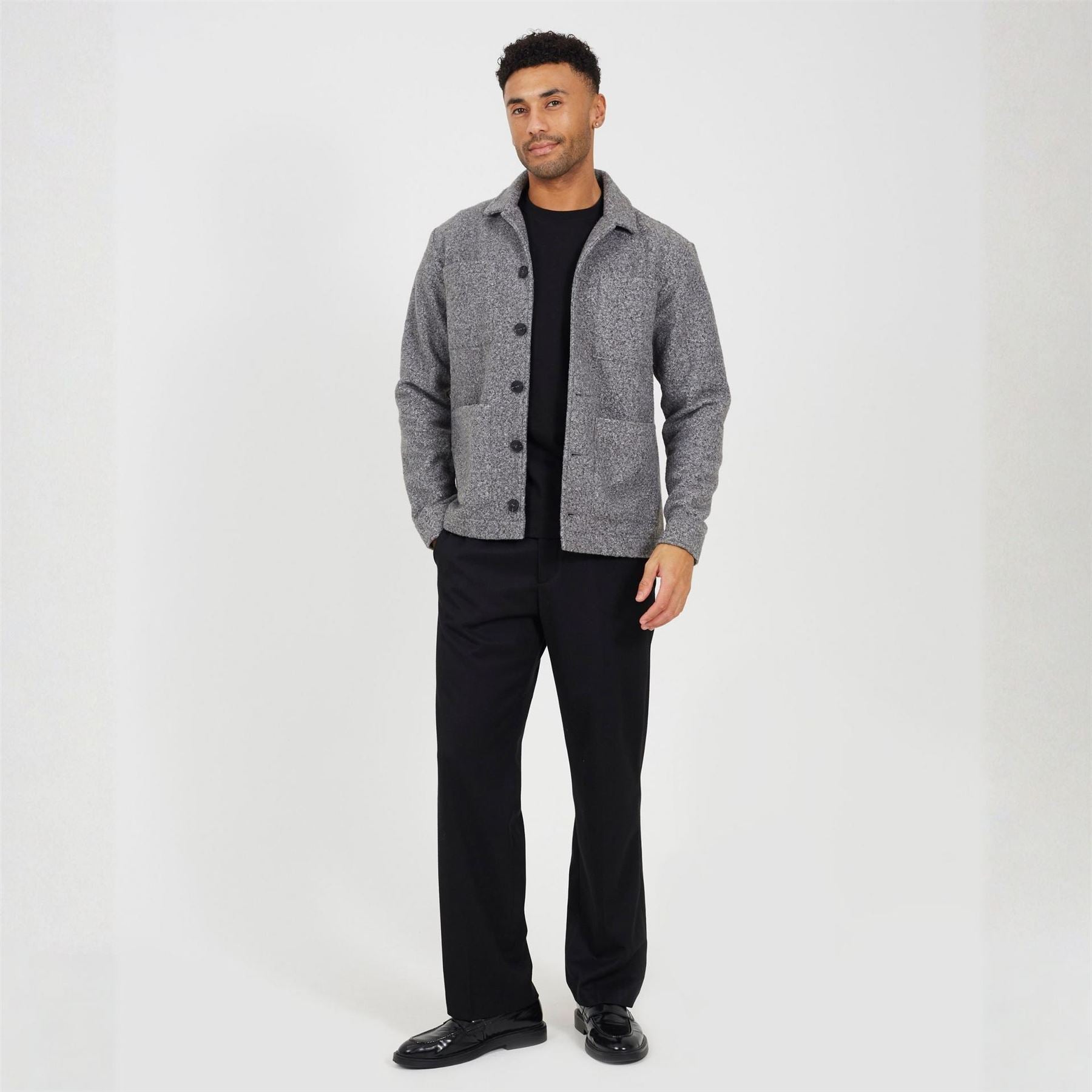 Brave Soul Boucle Textured Shirt Jacket