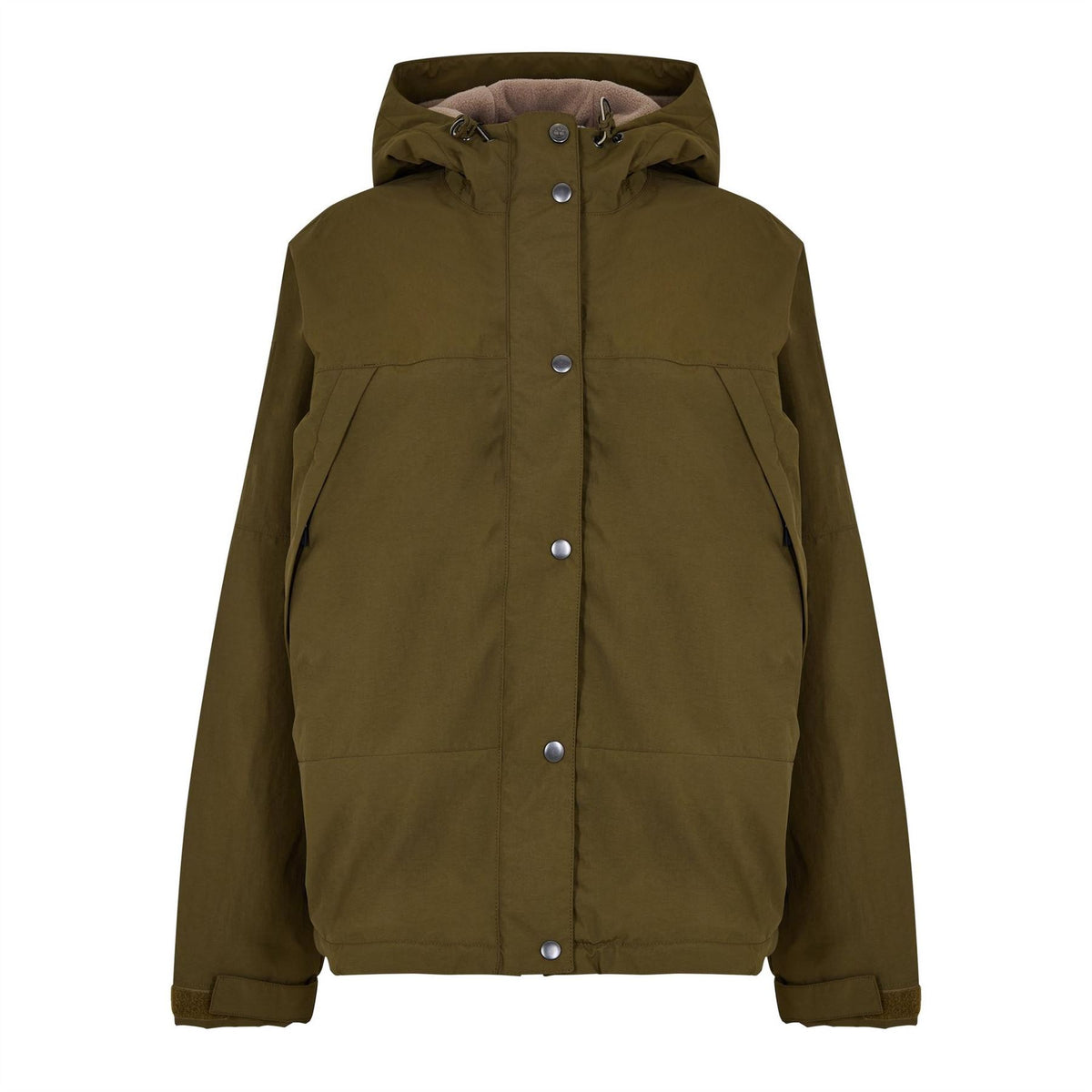 Timberland Winnick Solid Patterned Hooded Snap Button Rain Jacket