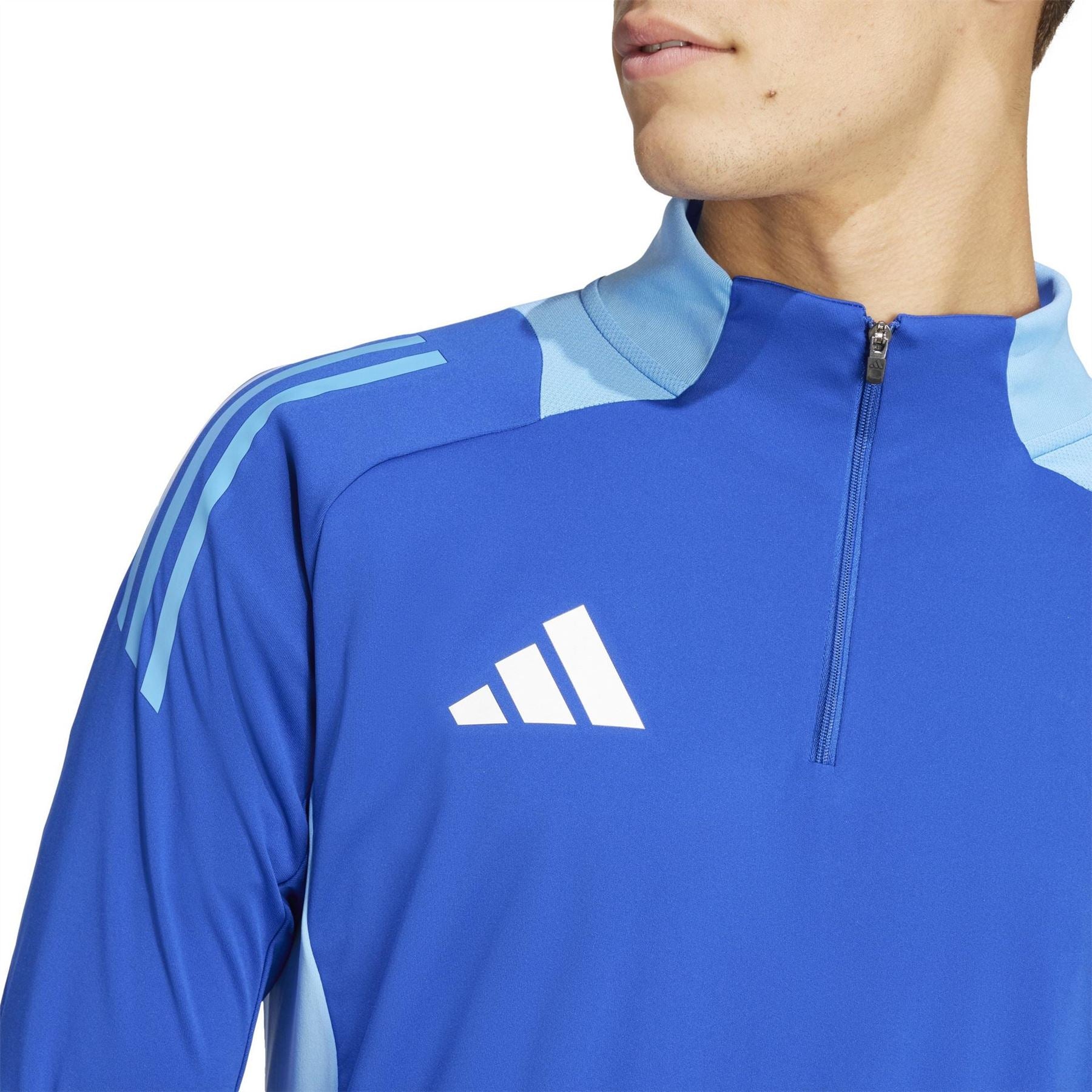 adidas Tiro24 Zip Neck Band Collar Long Sleeve Athletic Top